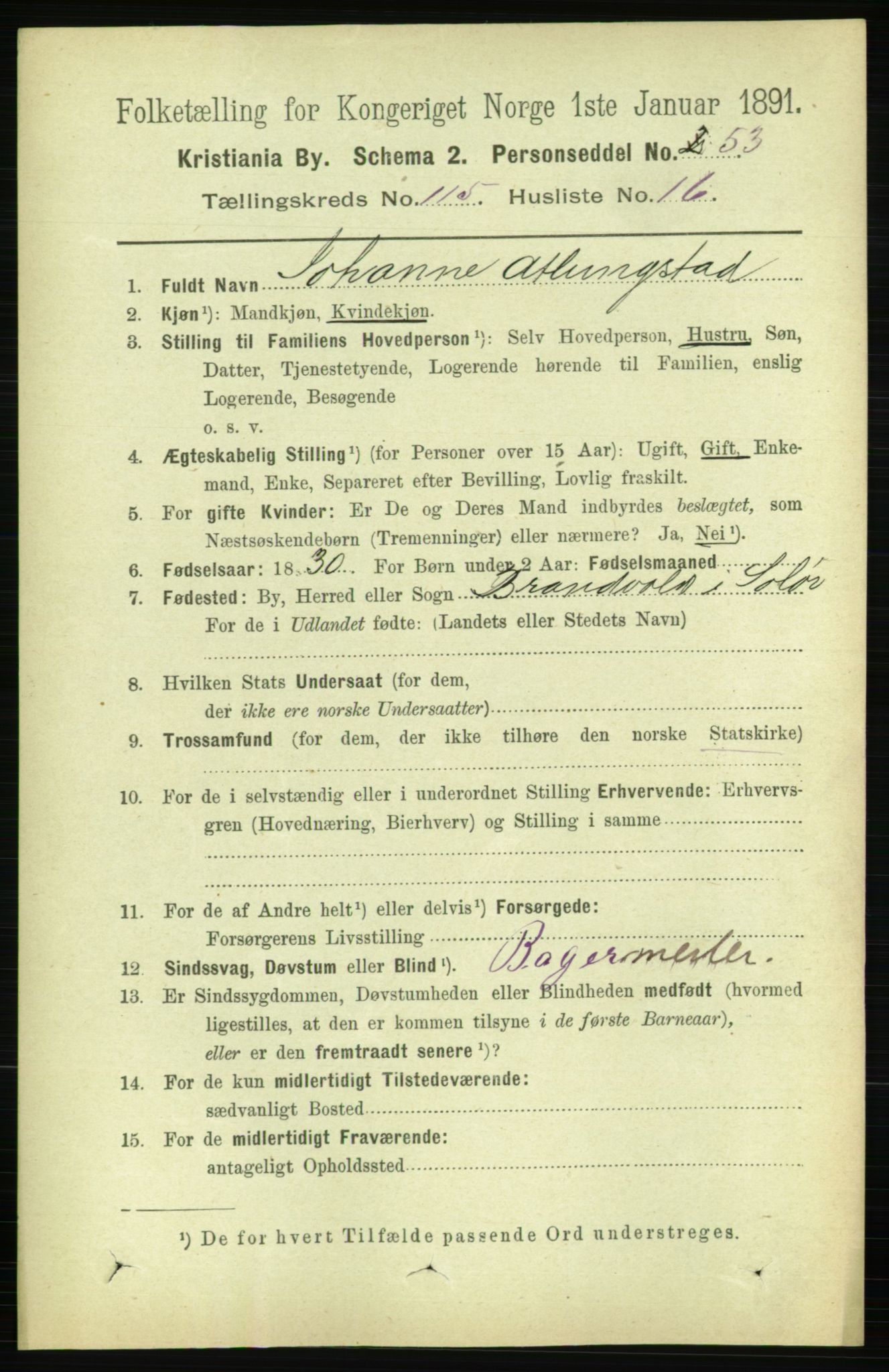 RA, 1891 census for 0301 Kristiania, 1891, p. 62308
