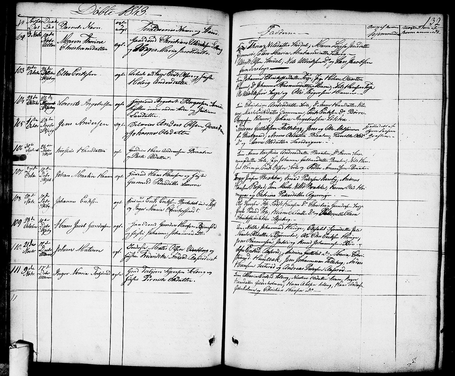 Skjeberg prestekontor Kirkebøker, SAO/A-10923/F/Fa/L0005: Parish register (official) no. I 5, 1830-1845, p. 132