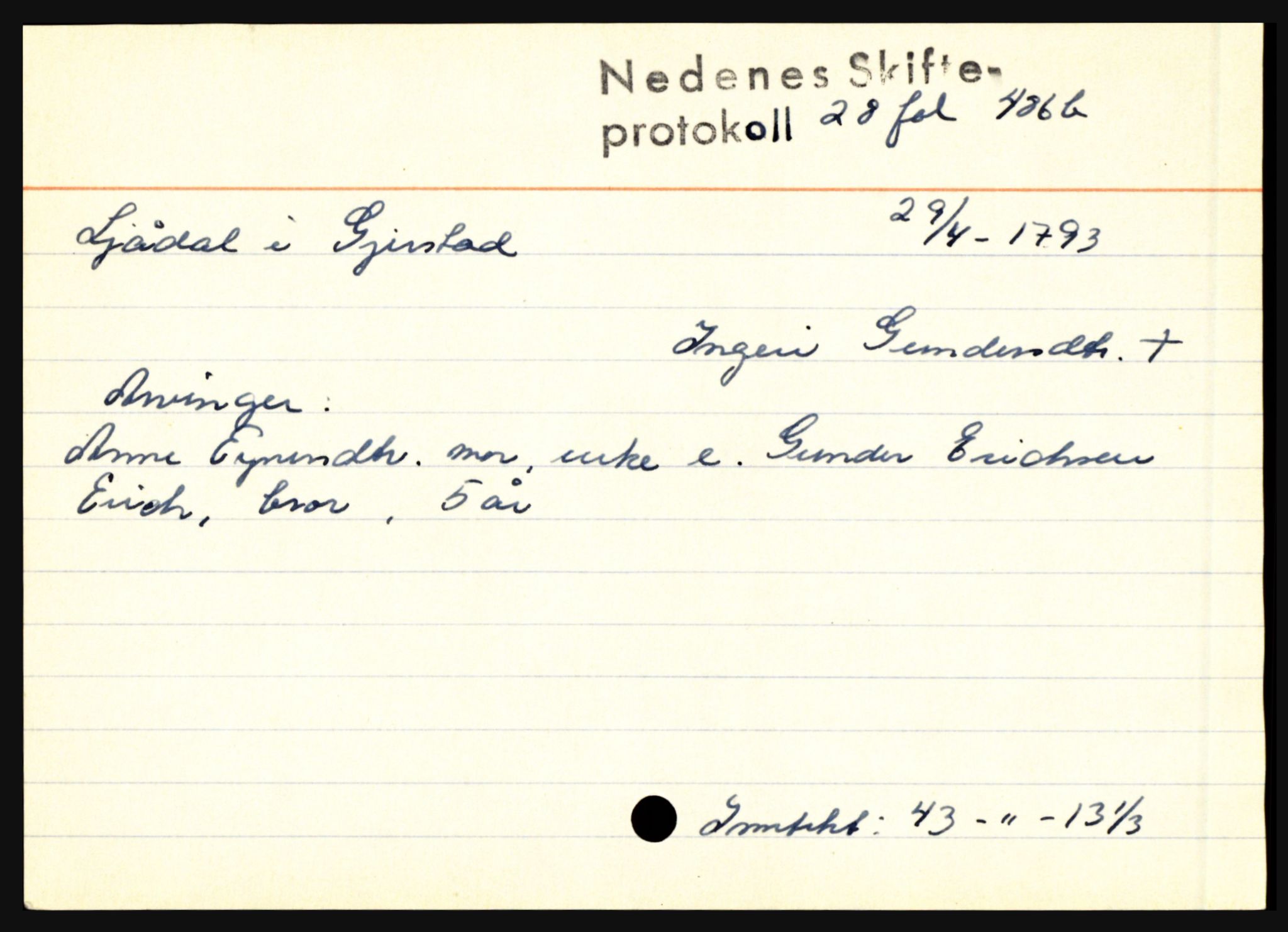 Nedenes sorenskriveri før 1824, AV/SAK-1221-0007/H, p. 18117