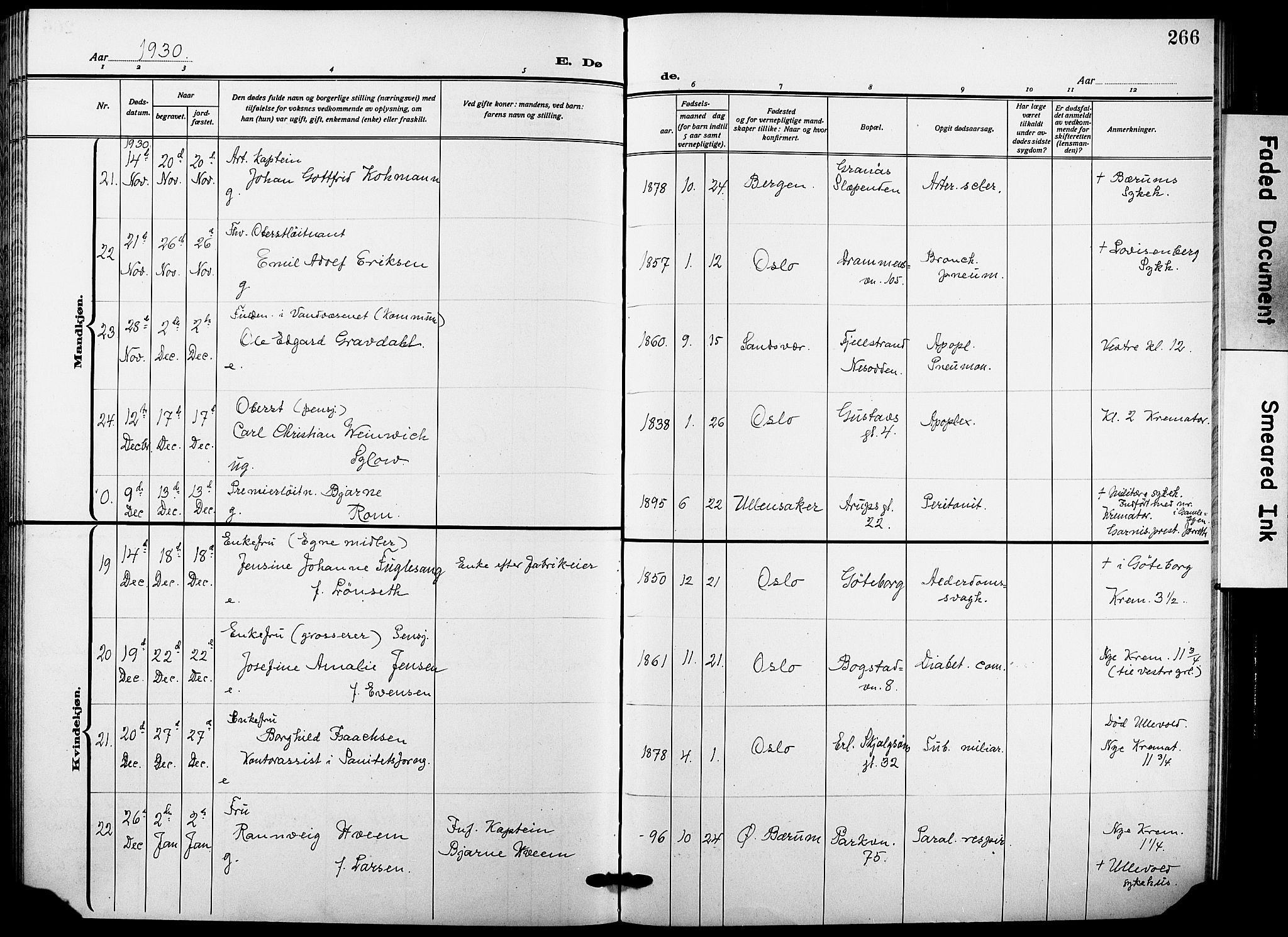 Garnisonsmenigheten Kirkebøker, SAO/A-10846/F/Fa/L0016: Parish register (official) no. 16, 1922-1930, p. 266