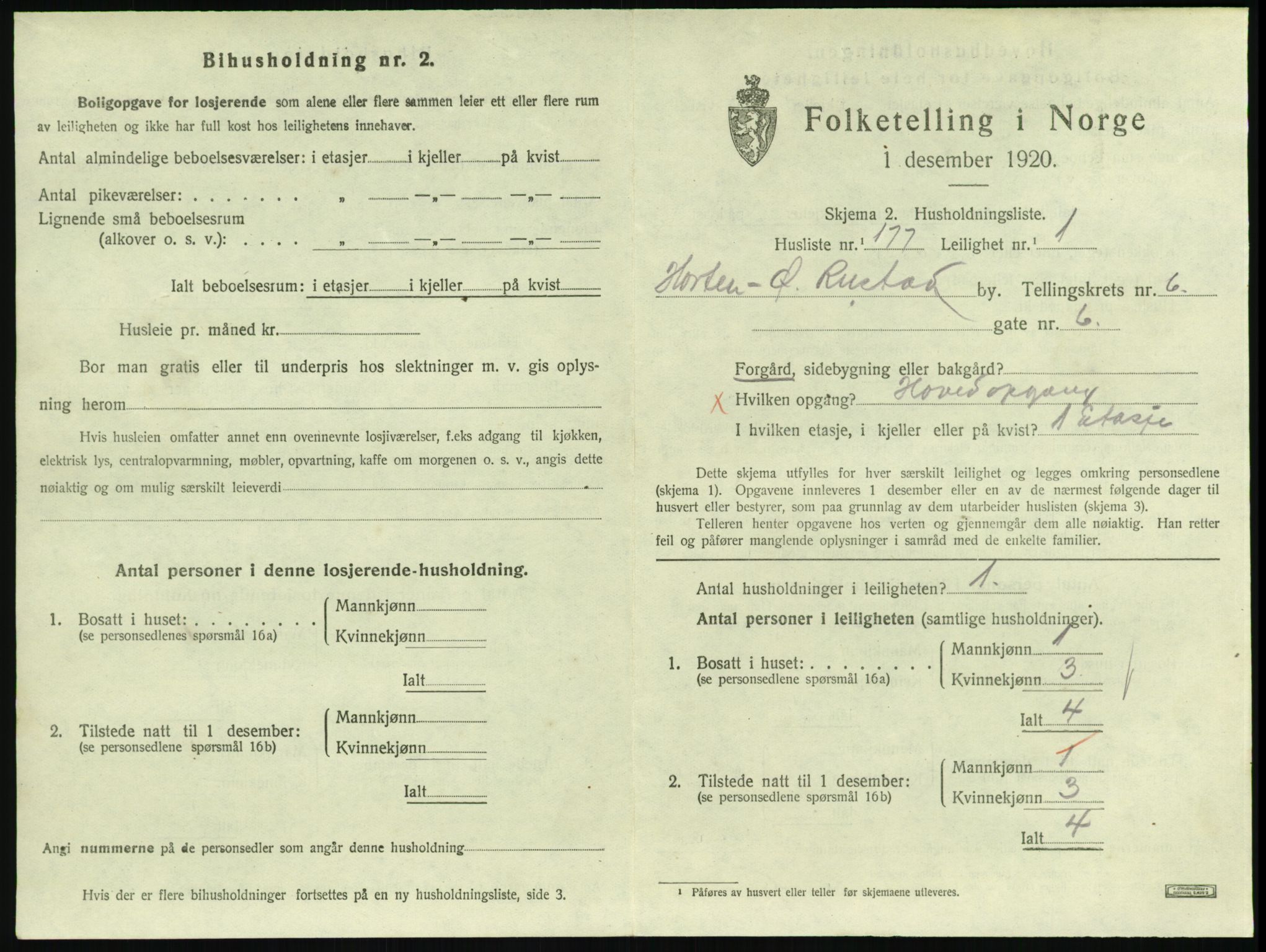 SAKO, 1920 census for Horten, 1920, p. 7079