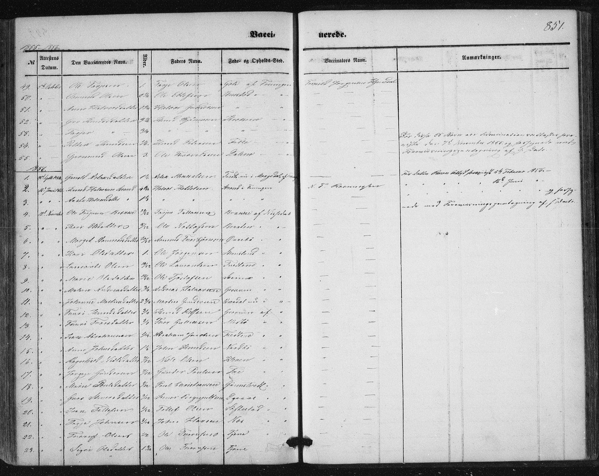 Nissedal kirkebøker, SAKO/A-288/F/Fa/L0003: Parish register (official) no. I 3, 1846-1870, p. 850-851