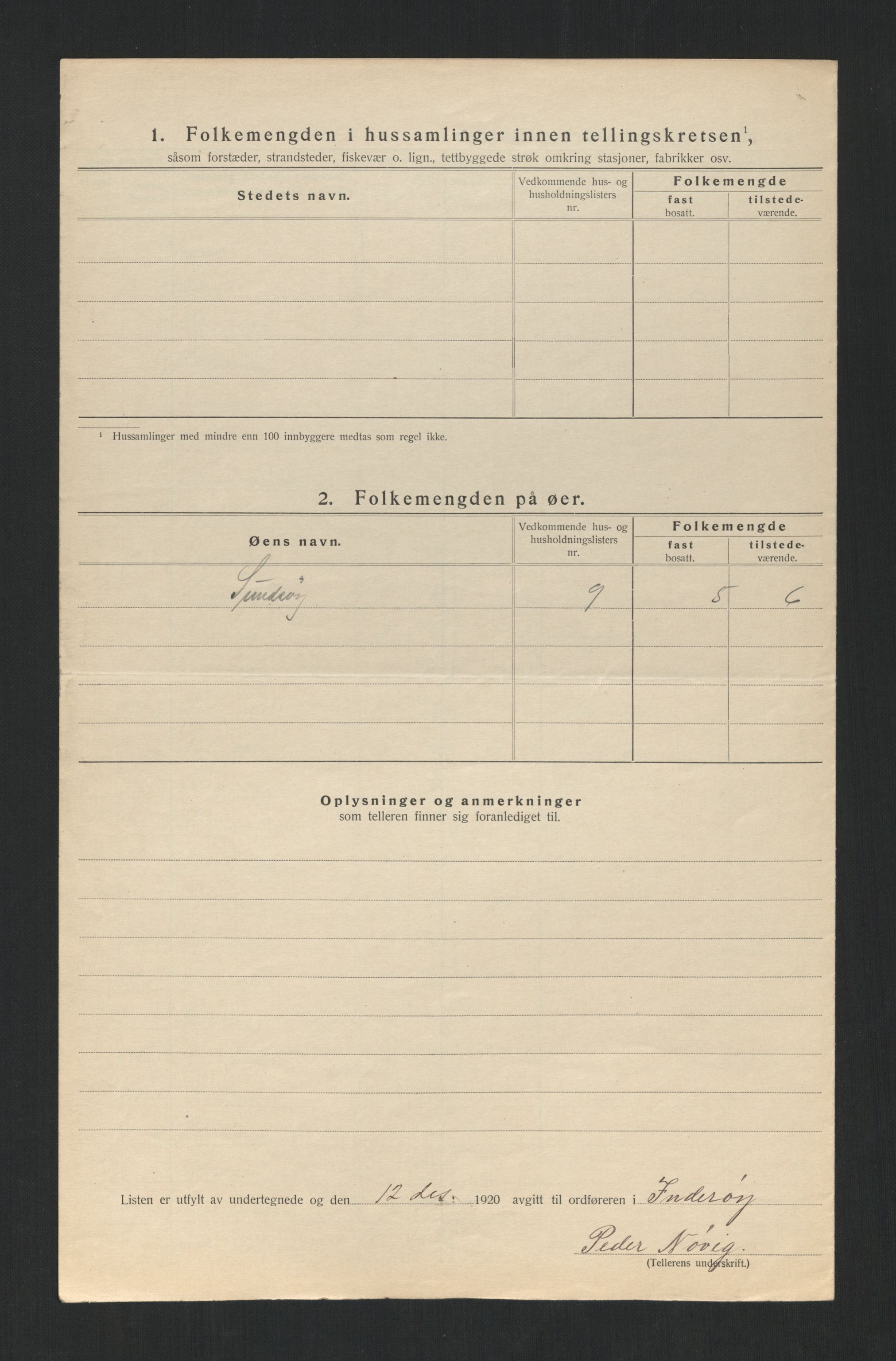 SAT, 1920 census for Inderøy, 1920, p. 36