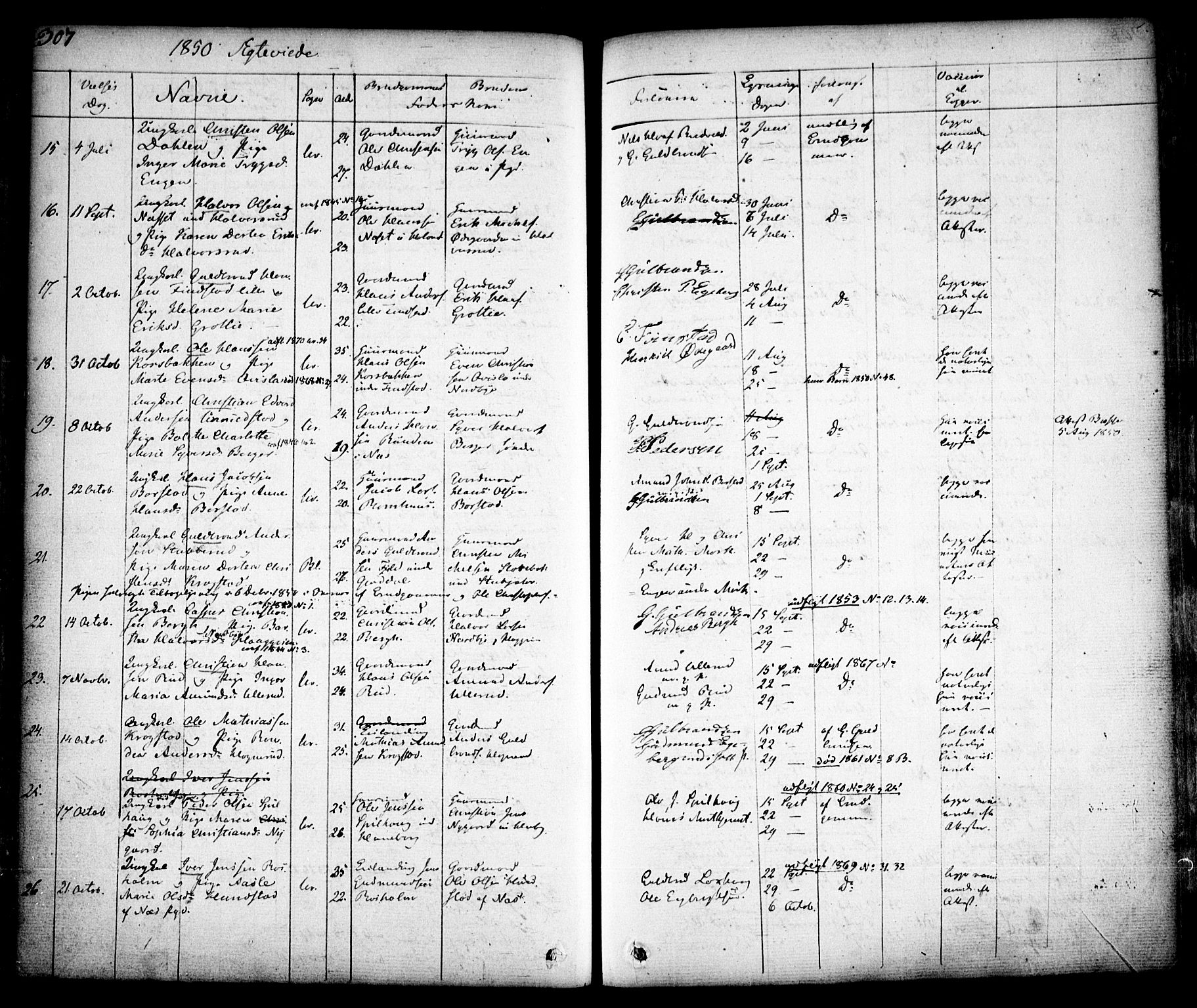 Aurskog prestekontor Kirkebøker, SAO/A-10304a/F/Fa/L0006: Parish register (official) no. I 6, 1829-1853, p. 307
