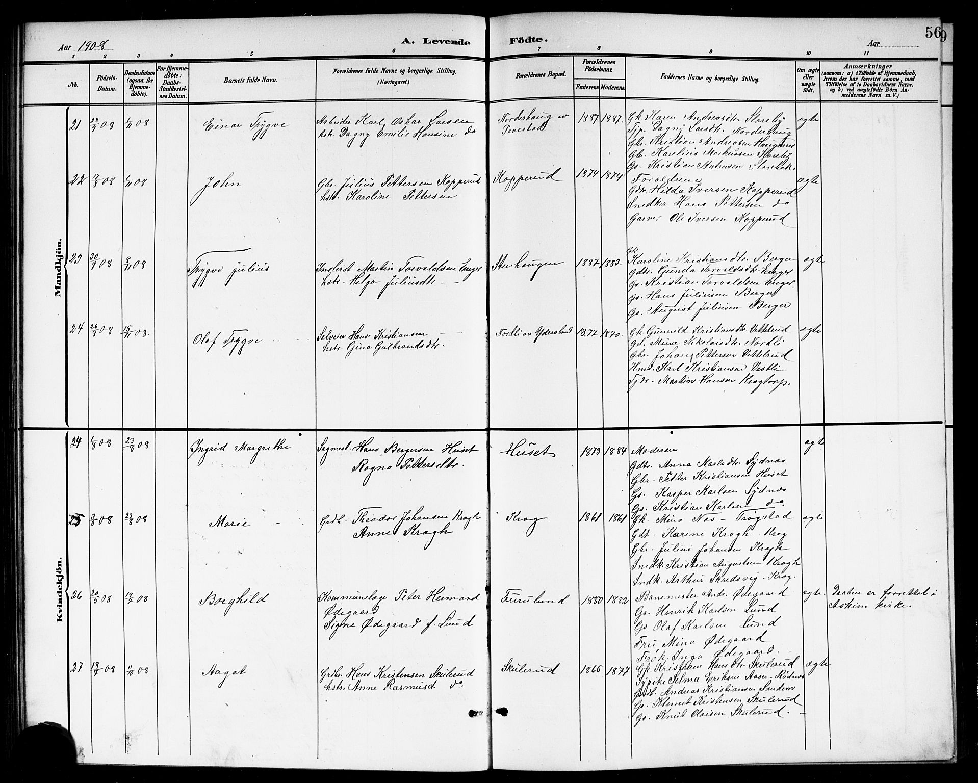 Høland prestekontor Kirkebøker, AV/SAO-A-10346a/G/Gb/L0001: Parish register (copy) no. II 1, 1902-1919, p. 56