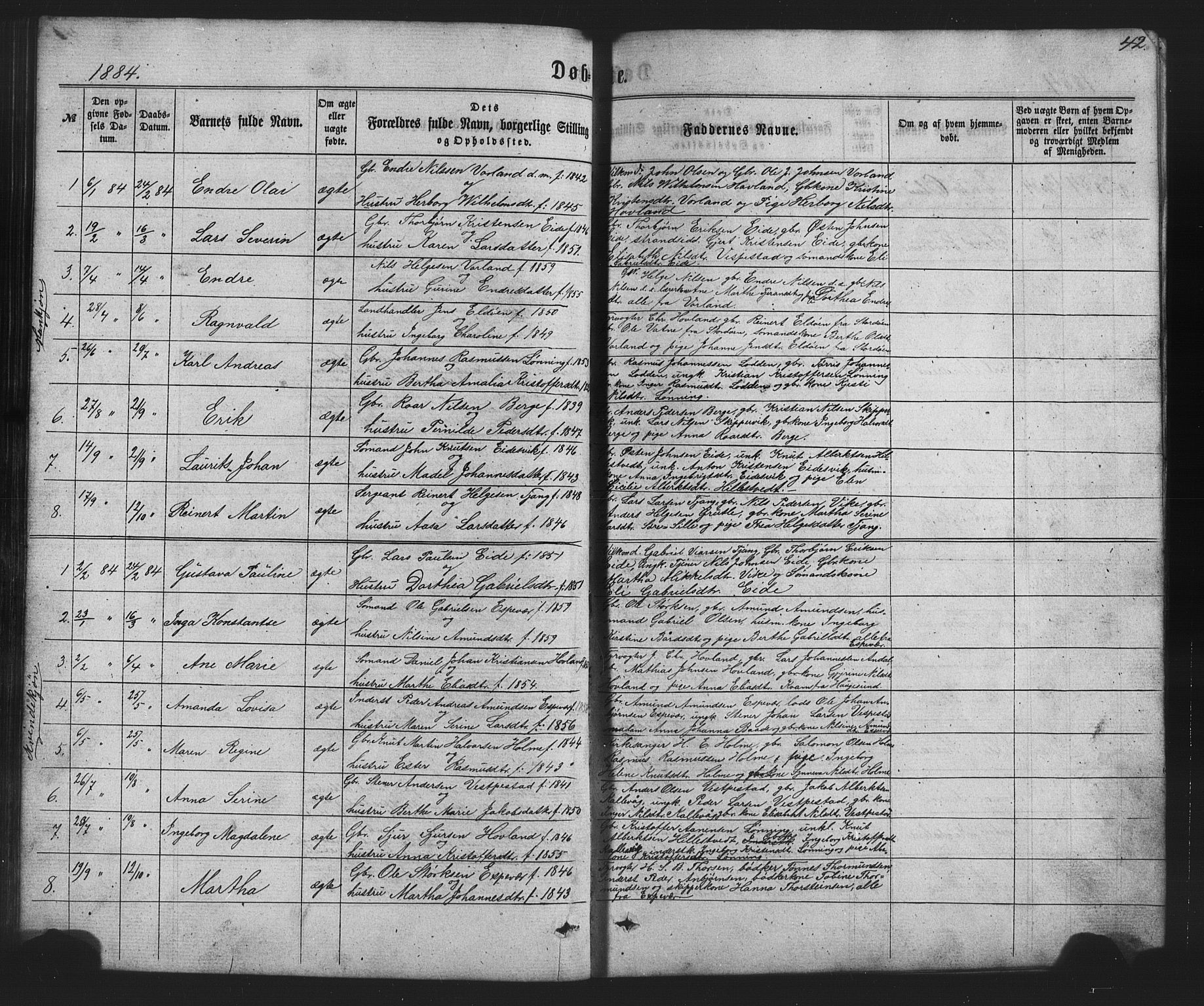 Finnås sokneprestembete, SAB/A-99925/H/Ha/Hab/Habc/L0001: Parish register (copy) no. C 1, 1860-1887, p. 42