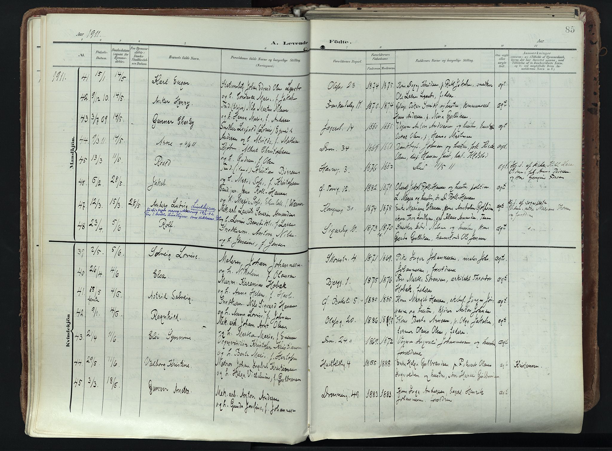 Larvik kirkebøker, AV/SAKO-A-352/F/Fa/L0012: Parish register (official) no. I 12, 1905-1933, p. 85
