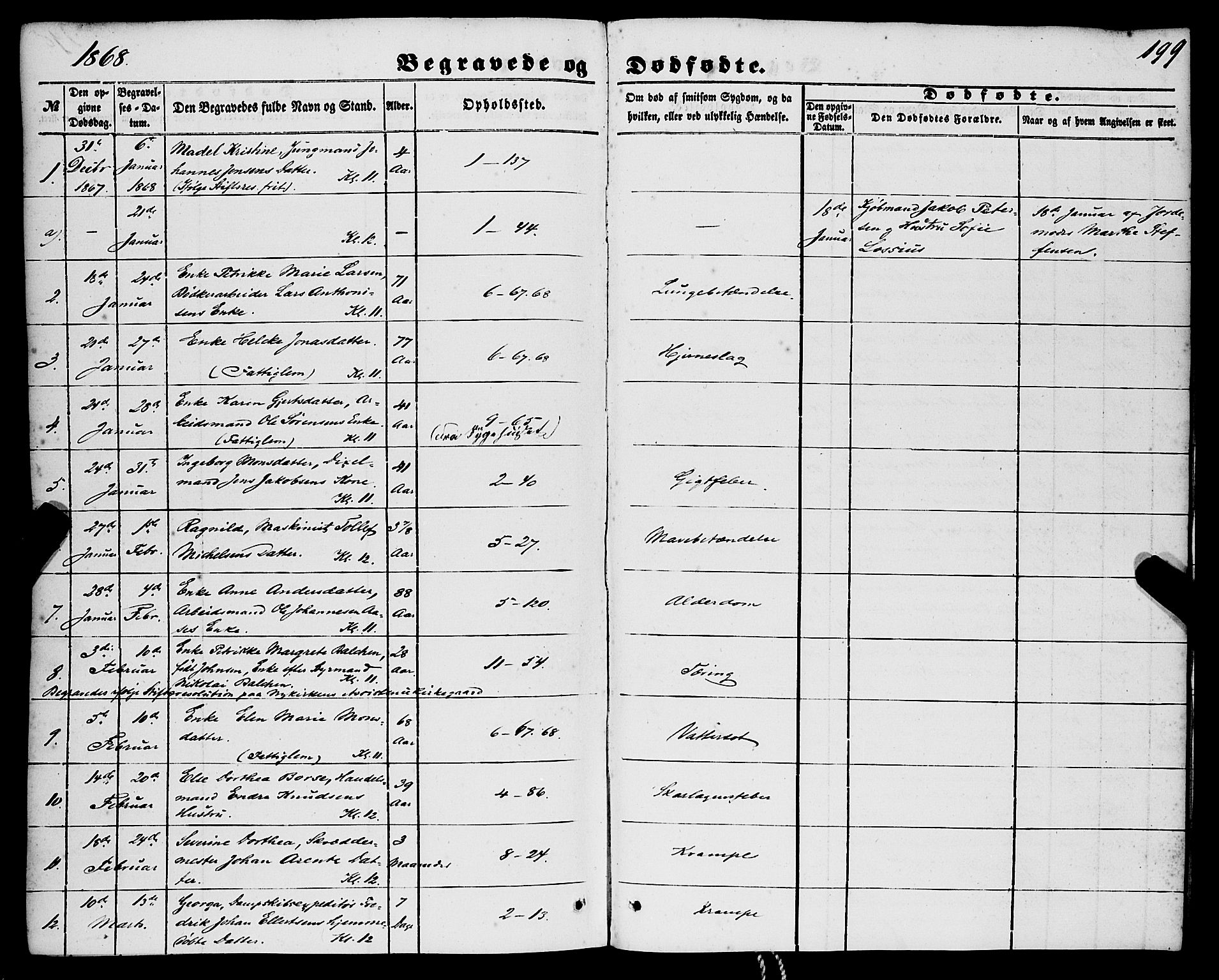 Nykirken Sokneprestembete, SAB/A-77101/H/Haa/L0042: Parish register (official) no. E 2, 1850-1868, p. 199