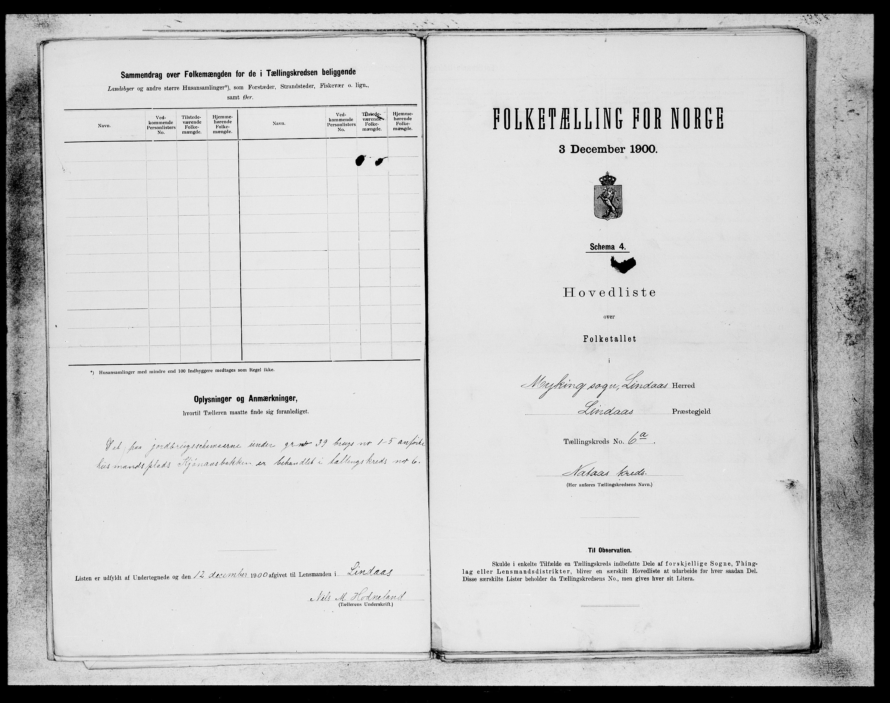 SAB, 1900 census for Lindås, 1900, p. 11