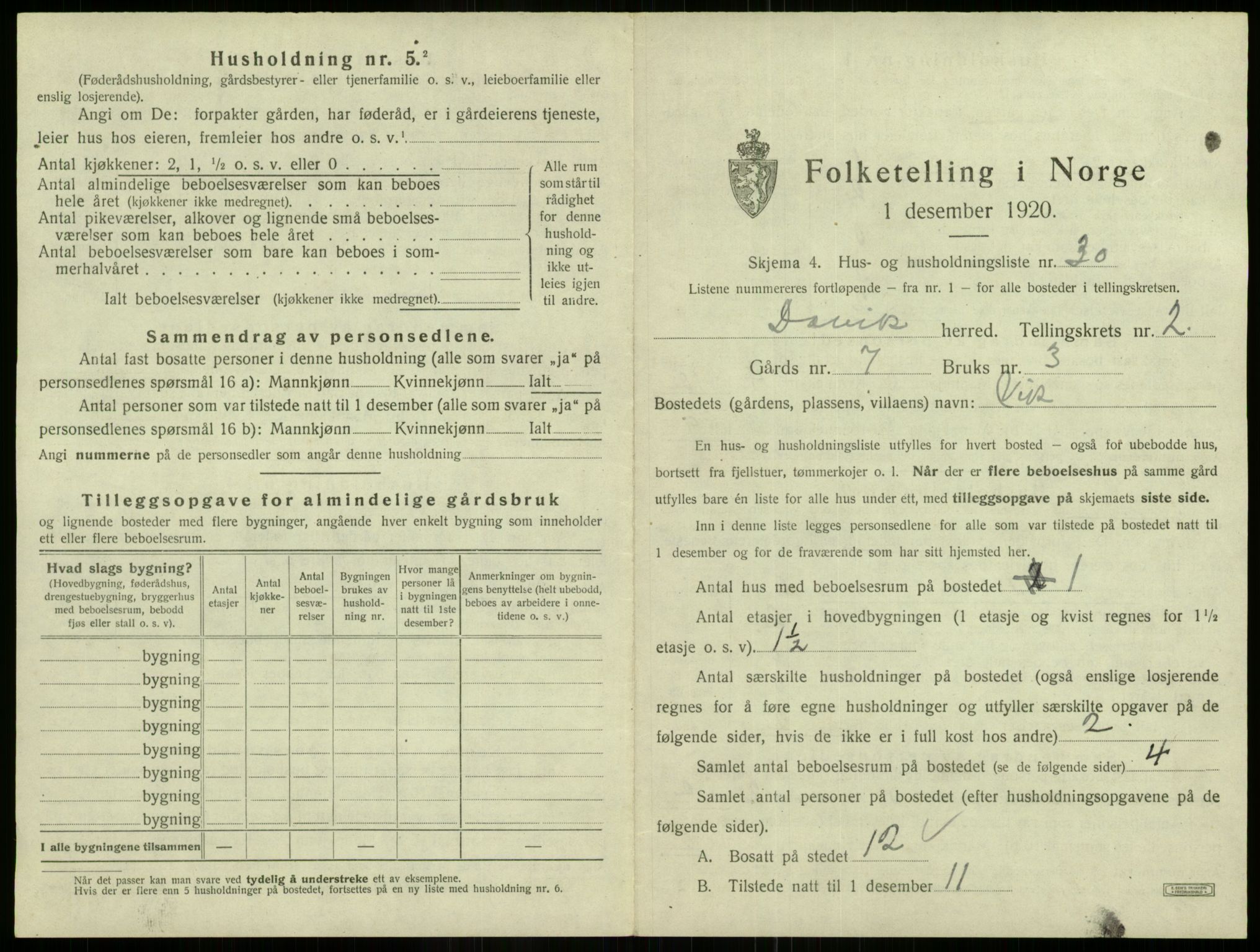 SAB, 1920 census for Davik, 1920, p. 132