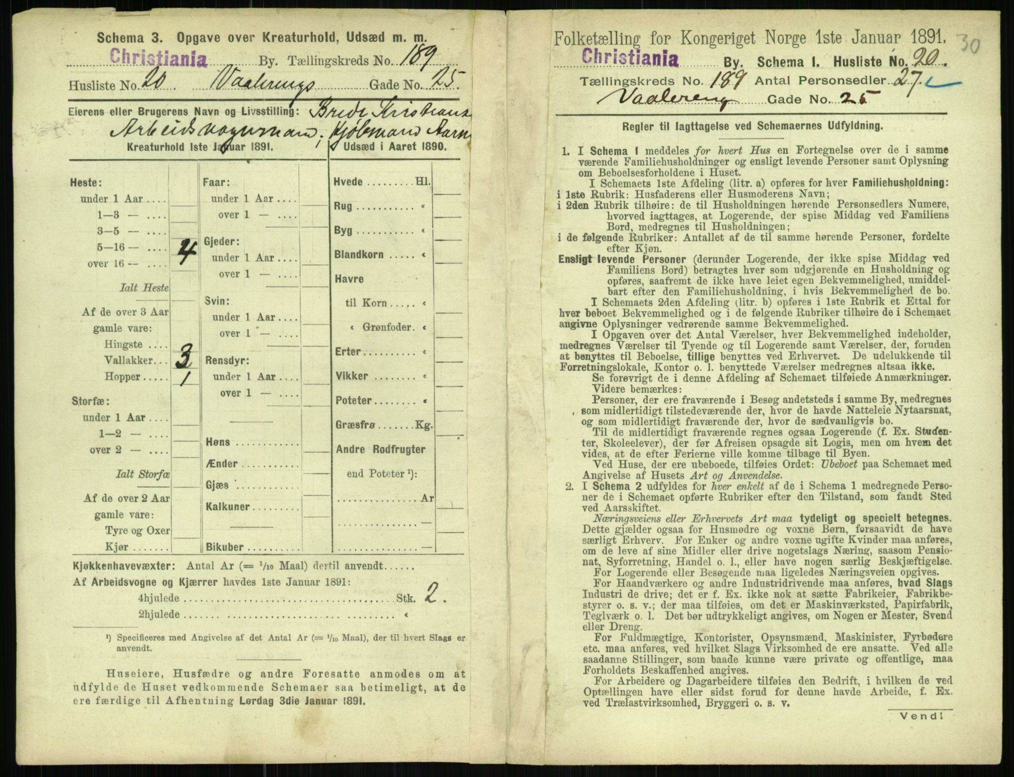 RA, 1891 census for 0301 Kristiania, 1891, p. 113185