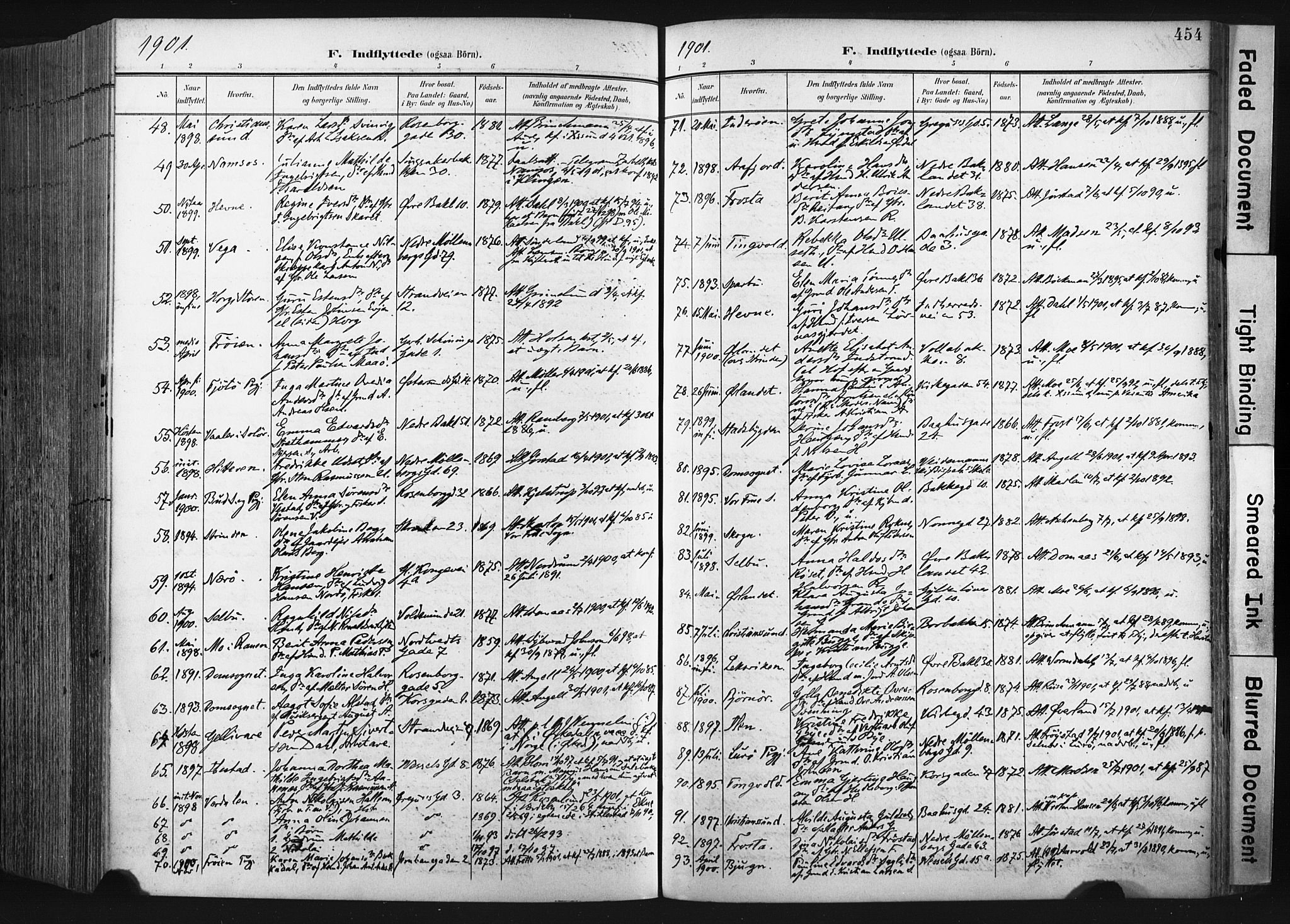 Ministerialprotokoller, klokkerbøker og fødselsregistre - Sør-Trøndelag, SAT/A-1456/604/L0201: Parish register (official) no. 604A21, 1901-1911, p. 454