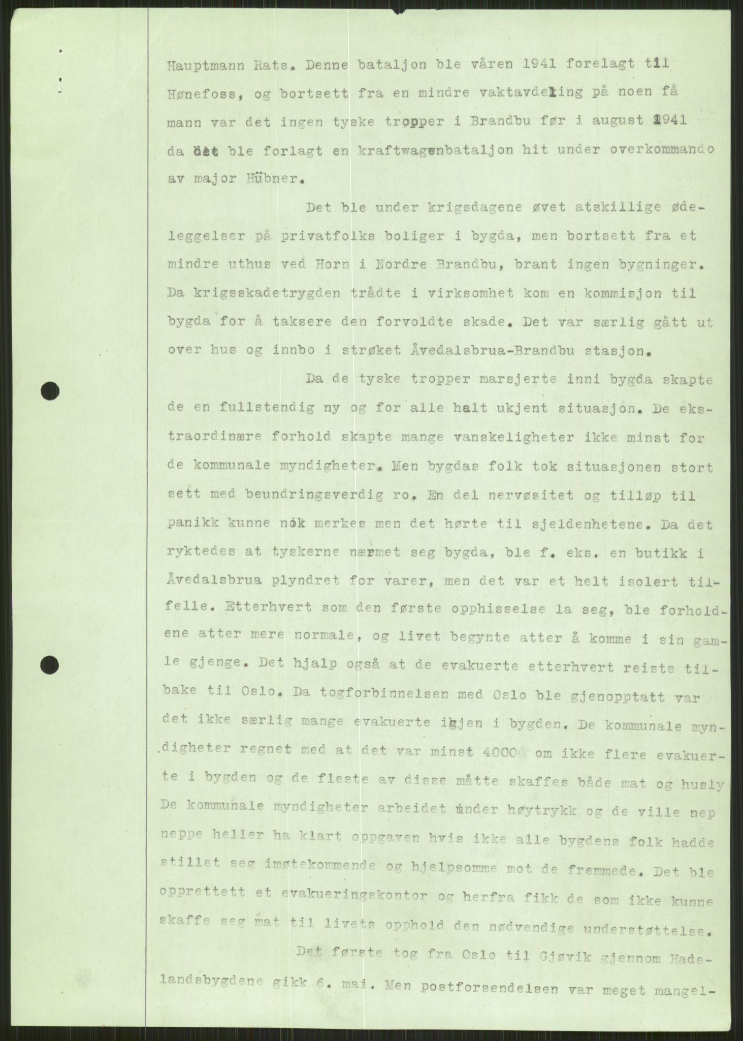 Forsvaret, Forsvarets krigshistoriske avdeling, AV/RA-RAFA-2017/Y/Ya/L0014: II-C-11-31 - Fylkesmenn.  Rapporter om krigsbegivenhetene 1940., 1940, p. 145