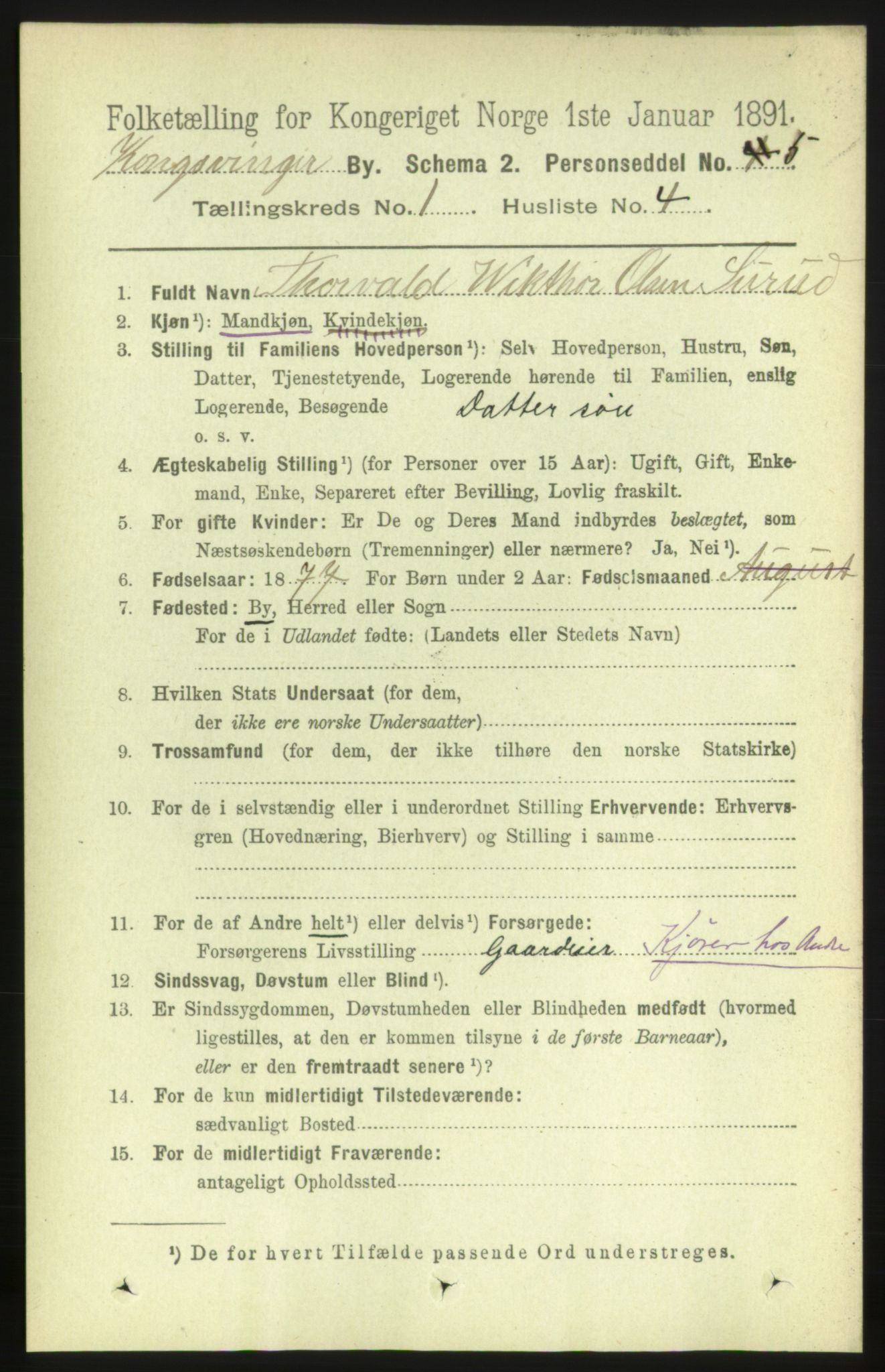 RA, 1891 census for 0402 Kongsvinger, 1891, p. 343