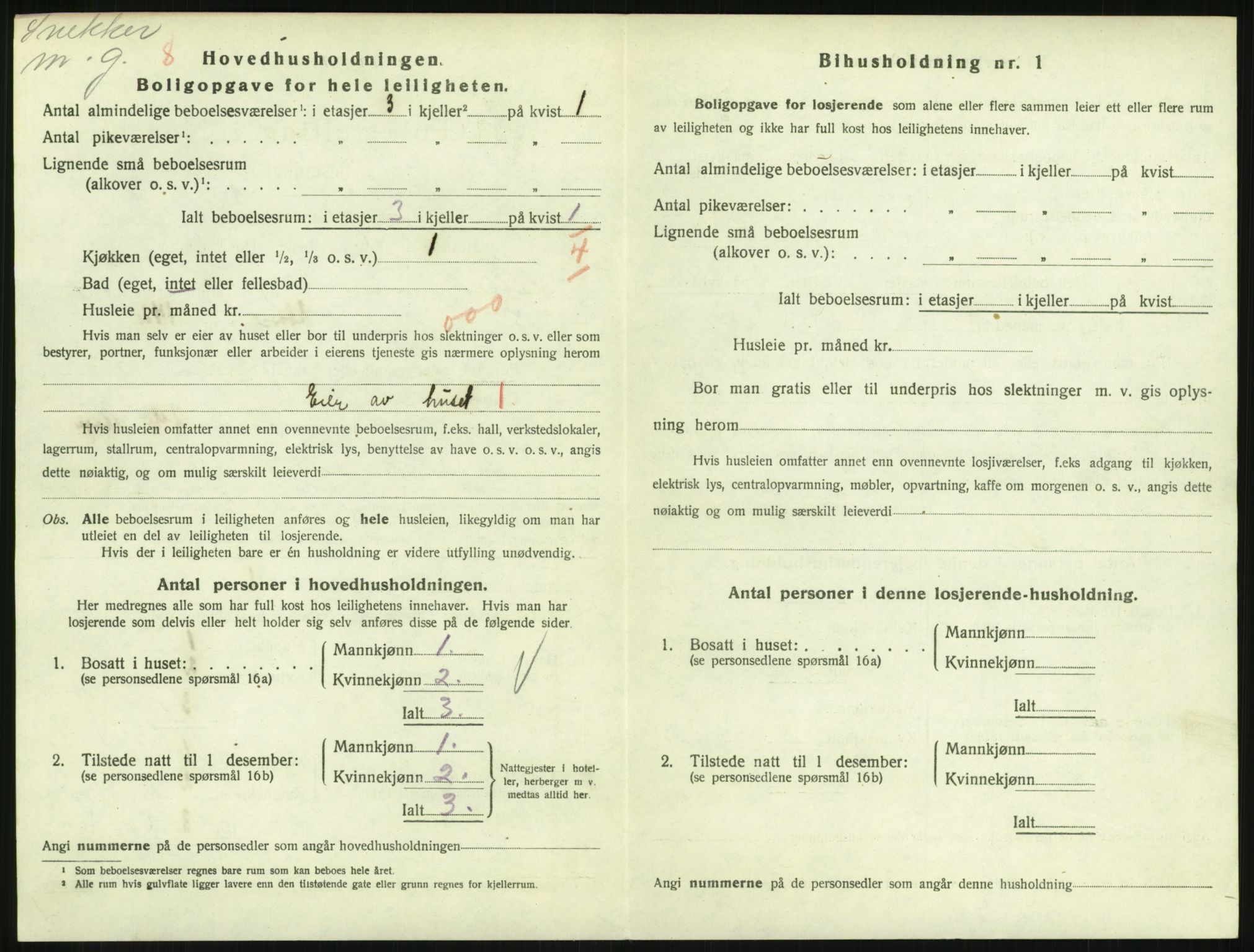 SAH, 1920 census for Lillehammer, 1920, p. 3065