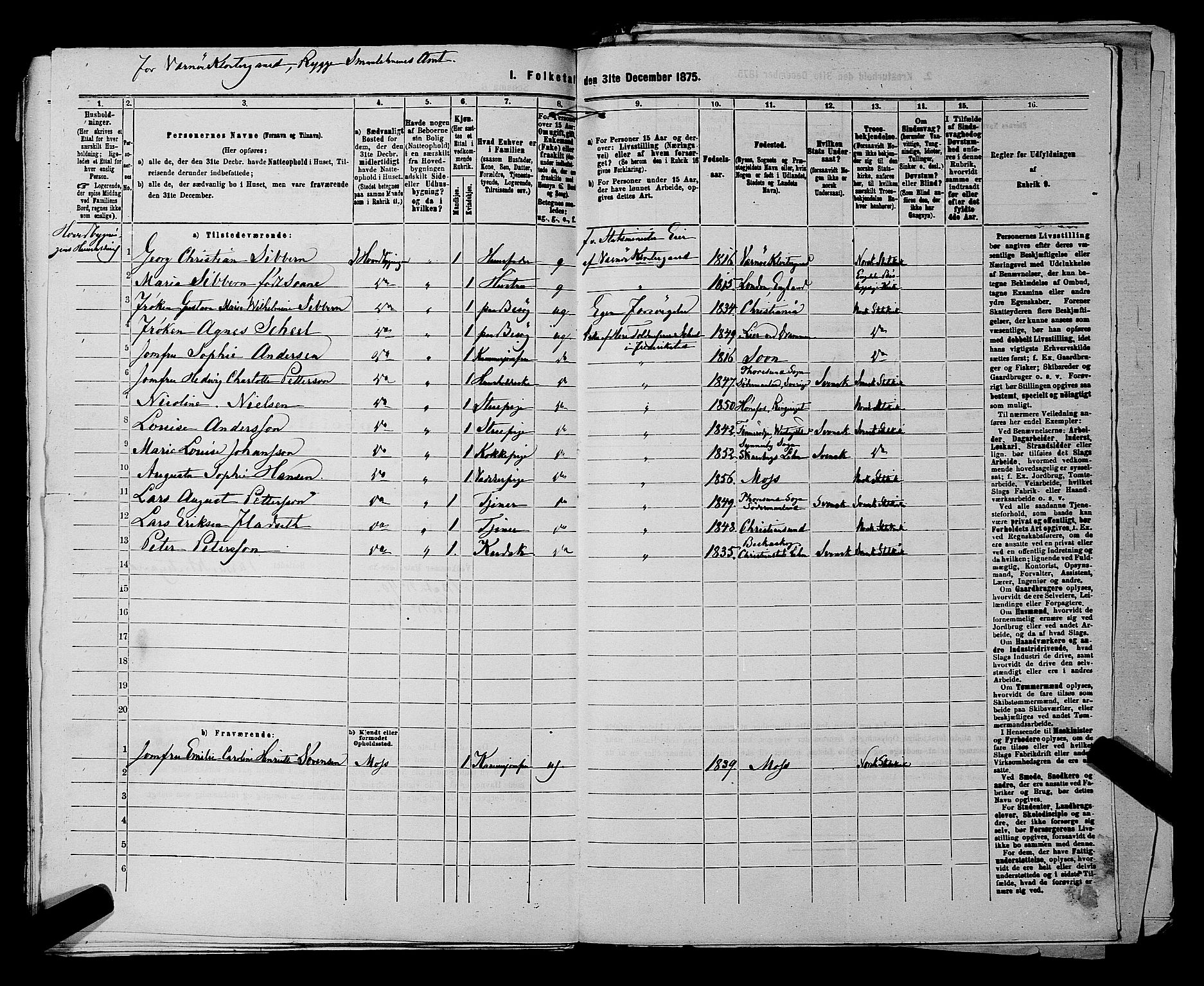 RA, 1875 census for 0136P Rygge, 1875, p. 803