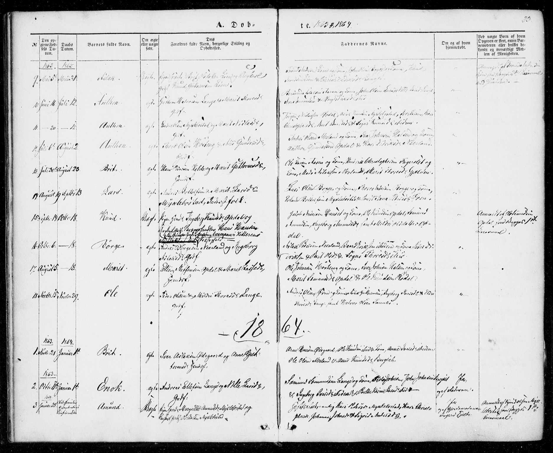 Ministerialprotokoller, klokkerbøker og fødselsregistre - Møre og Romsdal, SAT/A-1454/554/L0643: Parish register (official) no. 554A01, 1846-1879, p. 23