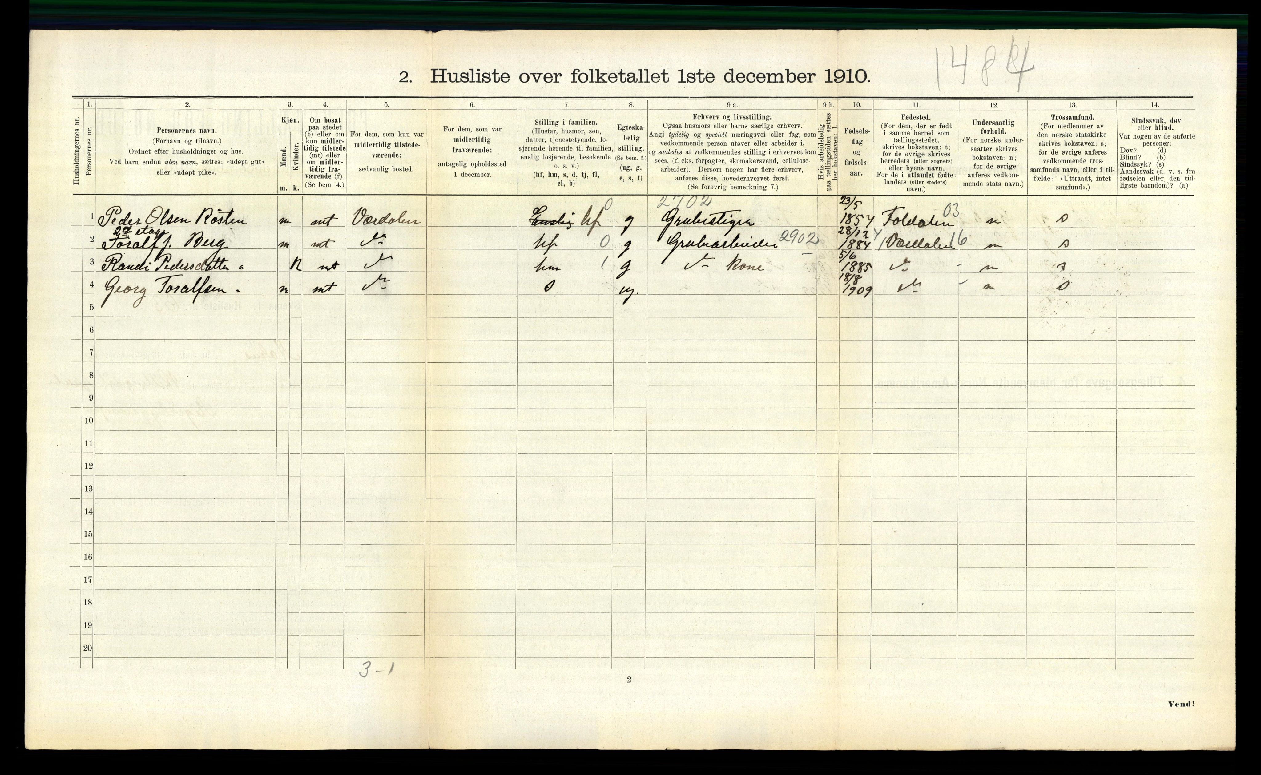 RA, 1910 census for Ålen, 1910, p. 528