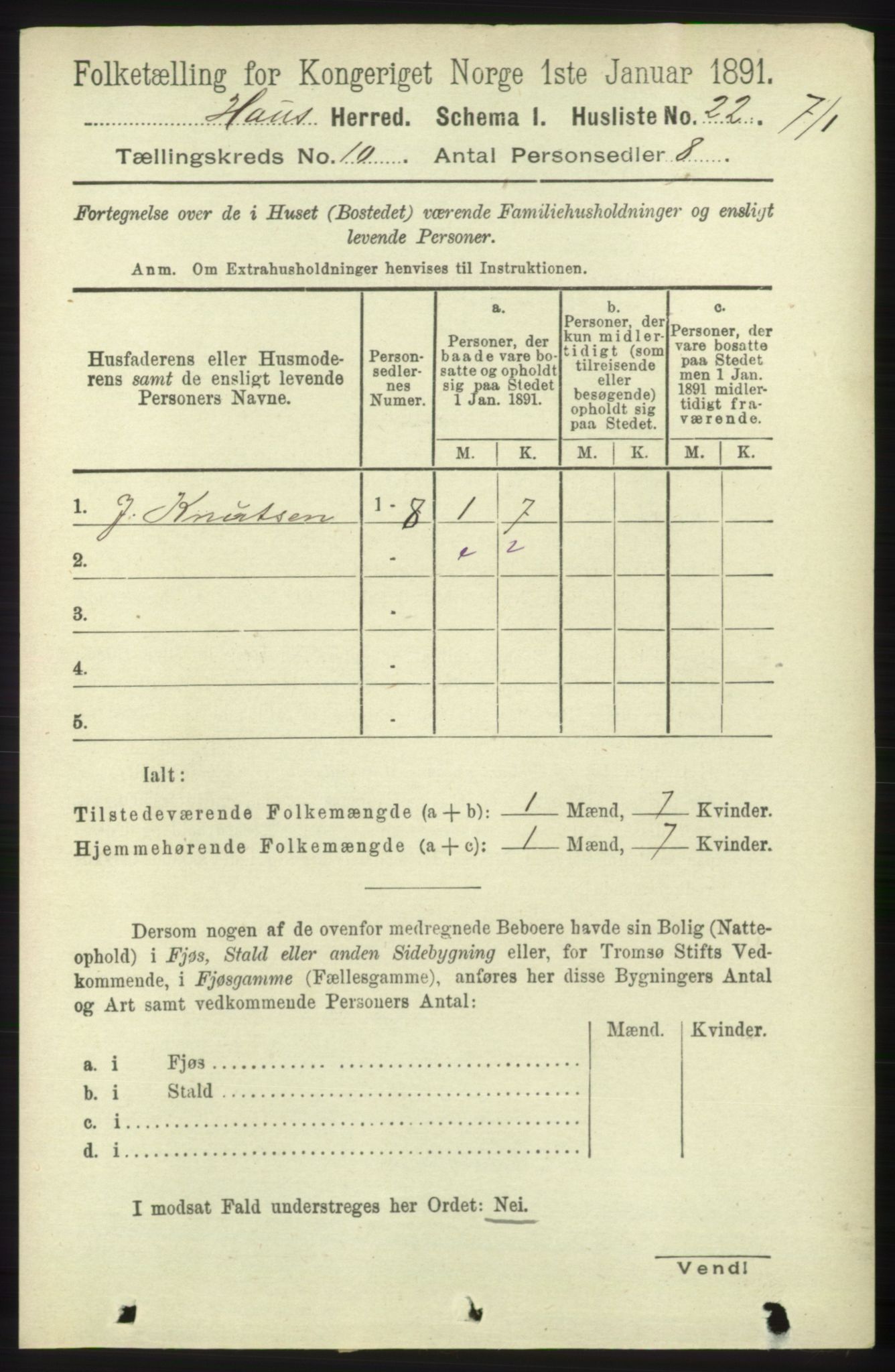 RA, 1891 census for 1250 Haus, 1891, p. 4104