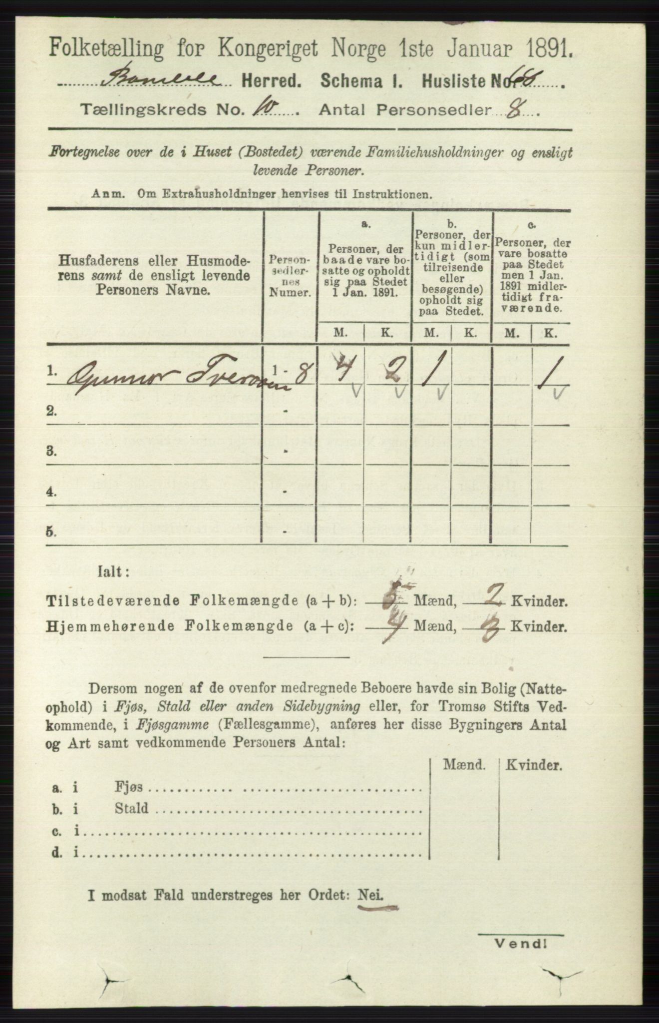 RA, 1891 census for 0814 Bamble, 1891, p. 5770