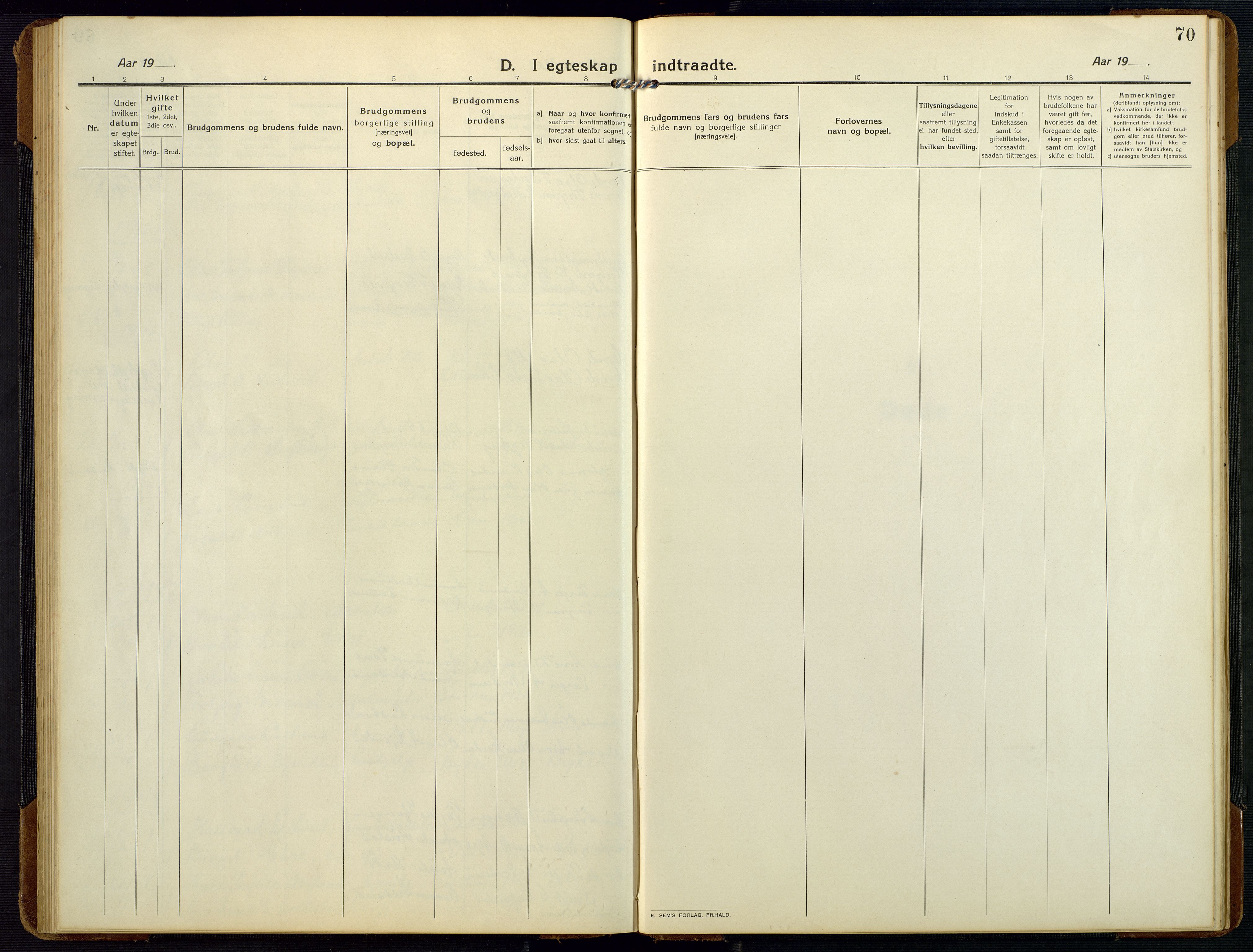 Bygland sokneprestkontor, AV/SAK-1111-0006/F/Fb/Fbc/L0003: Parish register (copy) no. B 3, 1916-1975, p. 70