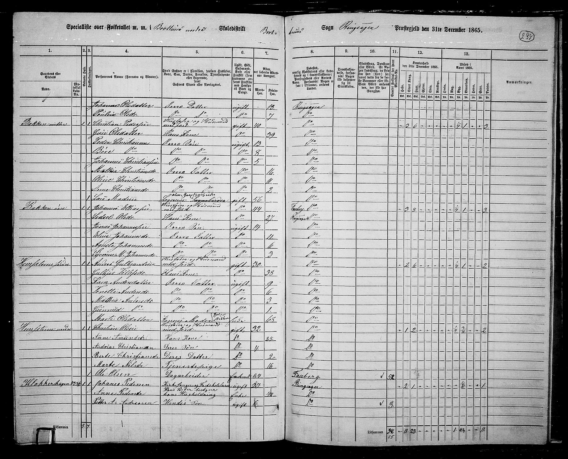 RA, 1865 census for Ringsaker, 1865, p. 468