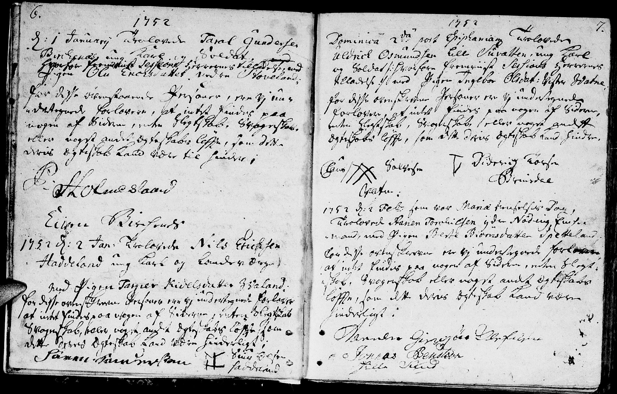 Holum sokneprestkontor, SAK/1111-0022/F/Fa/Faa/L0001: Parish register (official) no. A 1, 1750-1802, p. 6-7