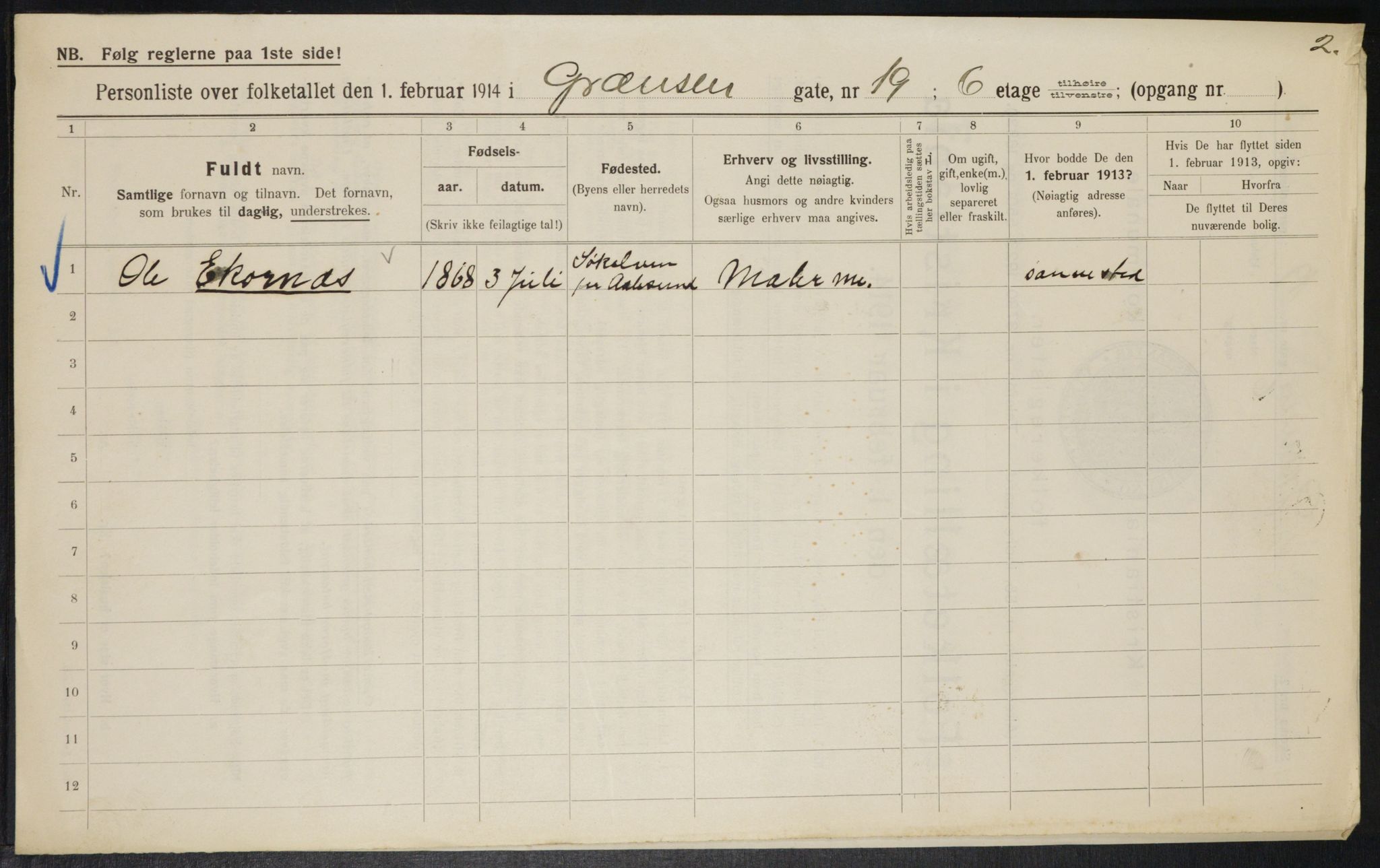 OBA, Municipal Census 1914 for Kristiania, 1914, p. 29993