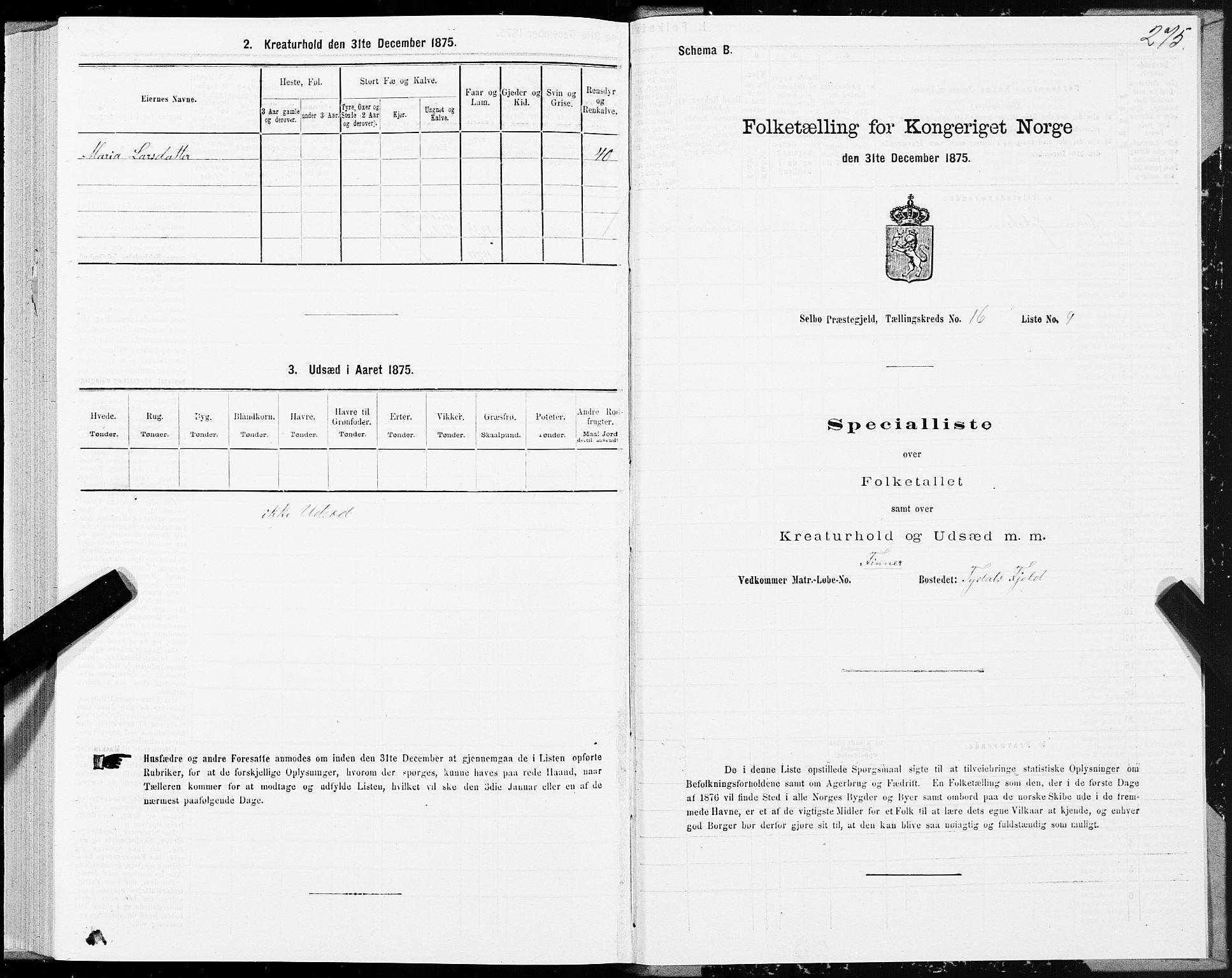 SAT, 1875 census for 1664P Selbu, 1875, p. 7275