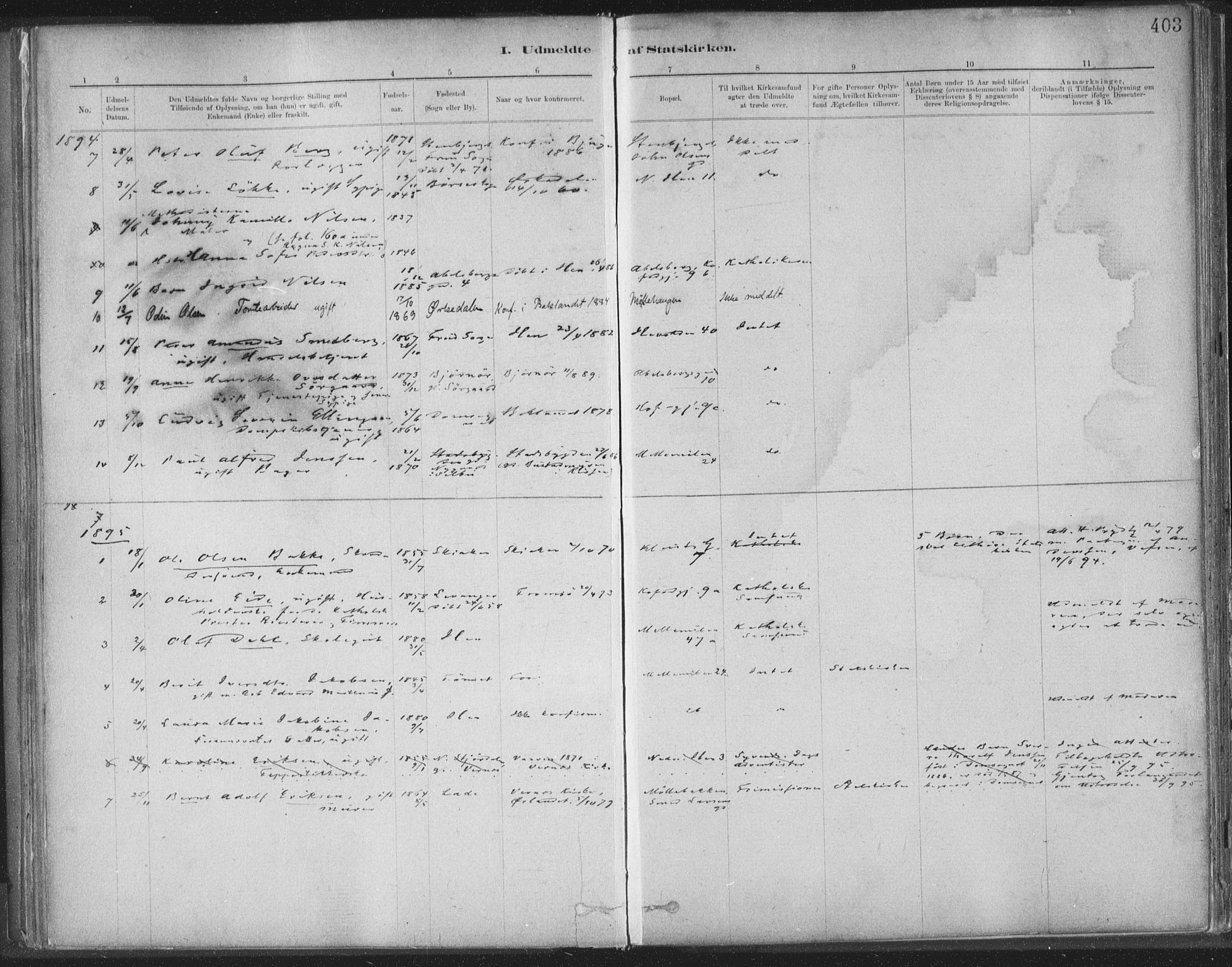 Ministerialprotokoller, klokkerbøker og fødselsregistre - Sør-Trøndelag, SAT/A-1456/603/L0163: Parish register (official) no. 603A02, 1879-1895, p. 403