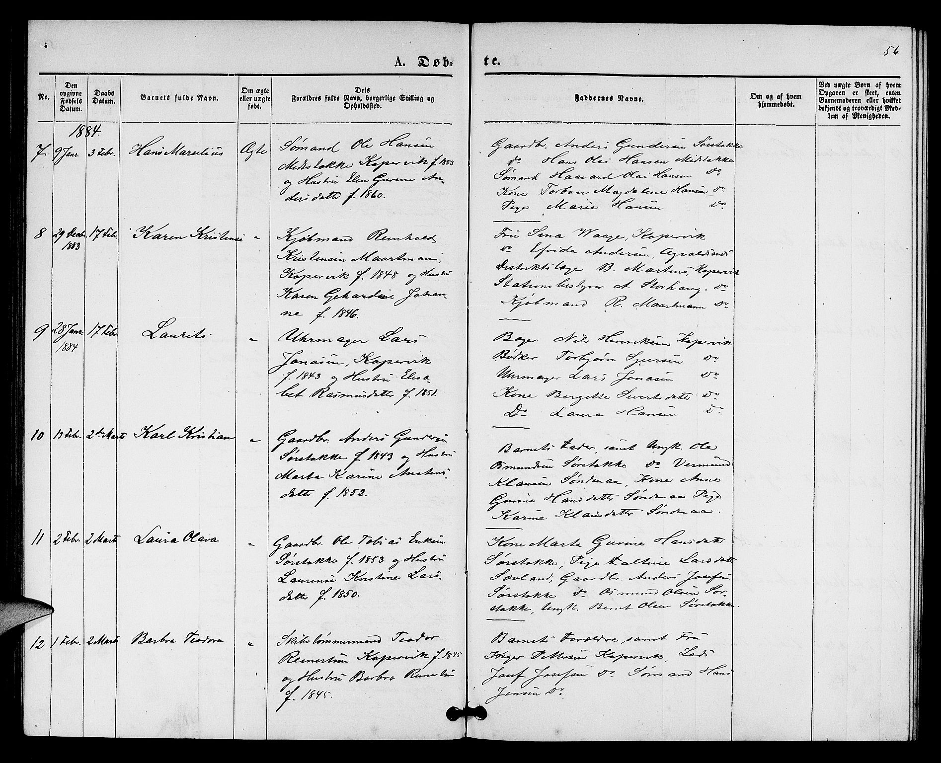 Kopervik sokneprestkontor, AV/SAST-A-101850/H/Ha/Hab/L0001: Parish register (copy) no. B 1, 1877-1891, p. 56