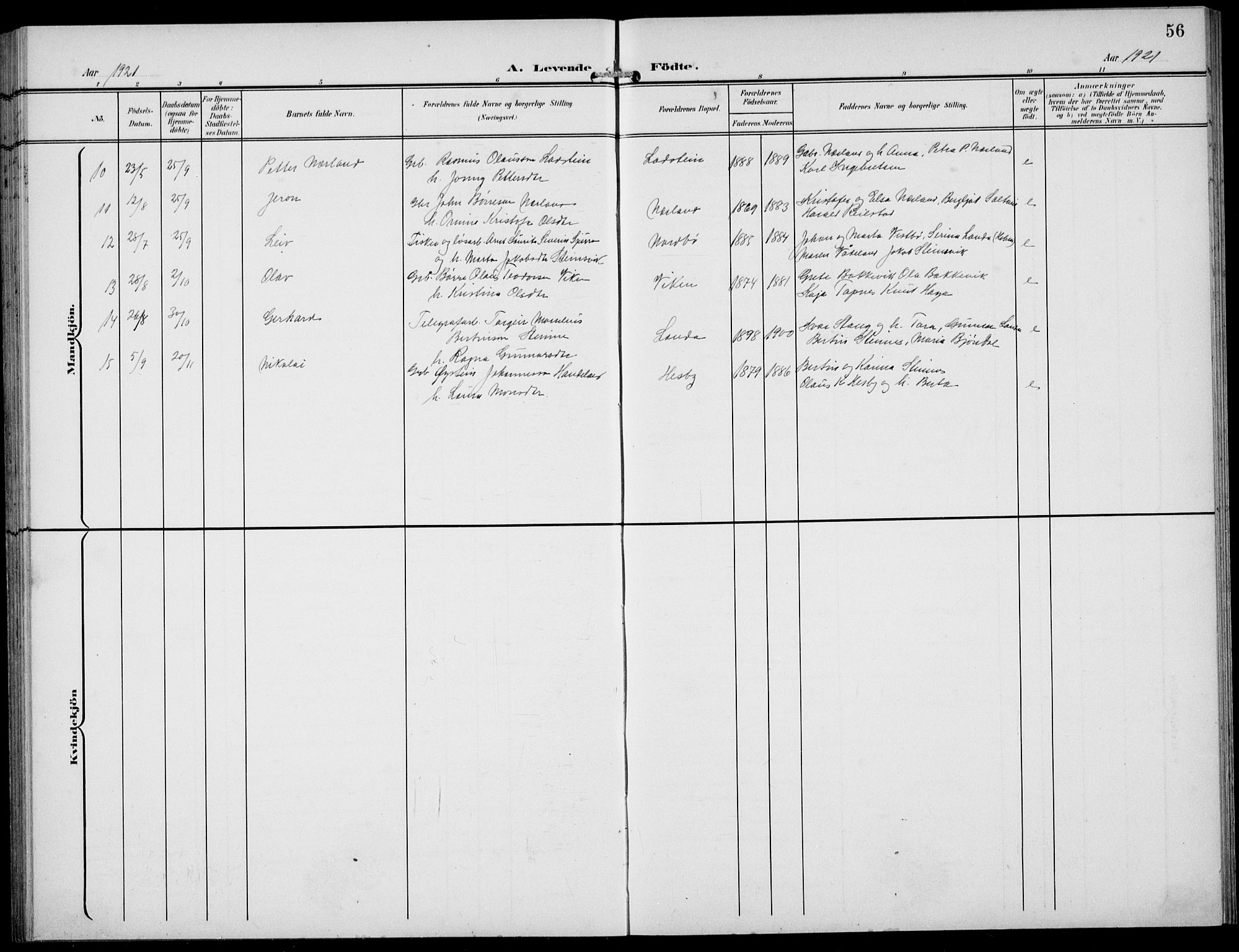 Finnøy sokneprestkontor, AV/SAST-A-101825/H/Ha/Hab/L0006: Parish register (copy) no. B 6, 1900-1934, p. 56