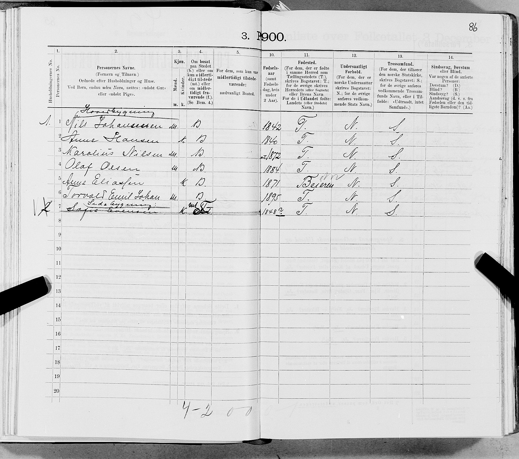 SAT, 1900 census for Gildeskål, 1900, p. 1595