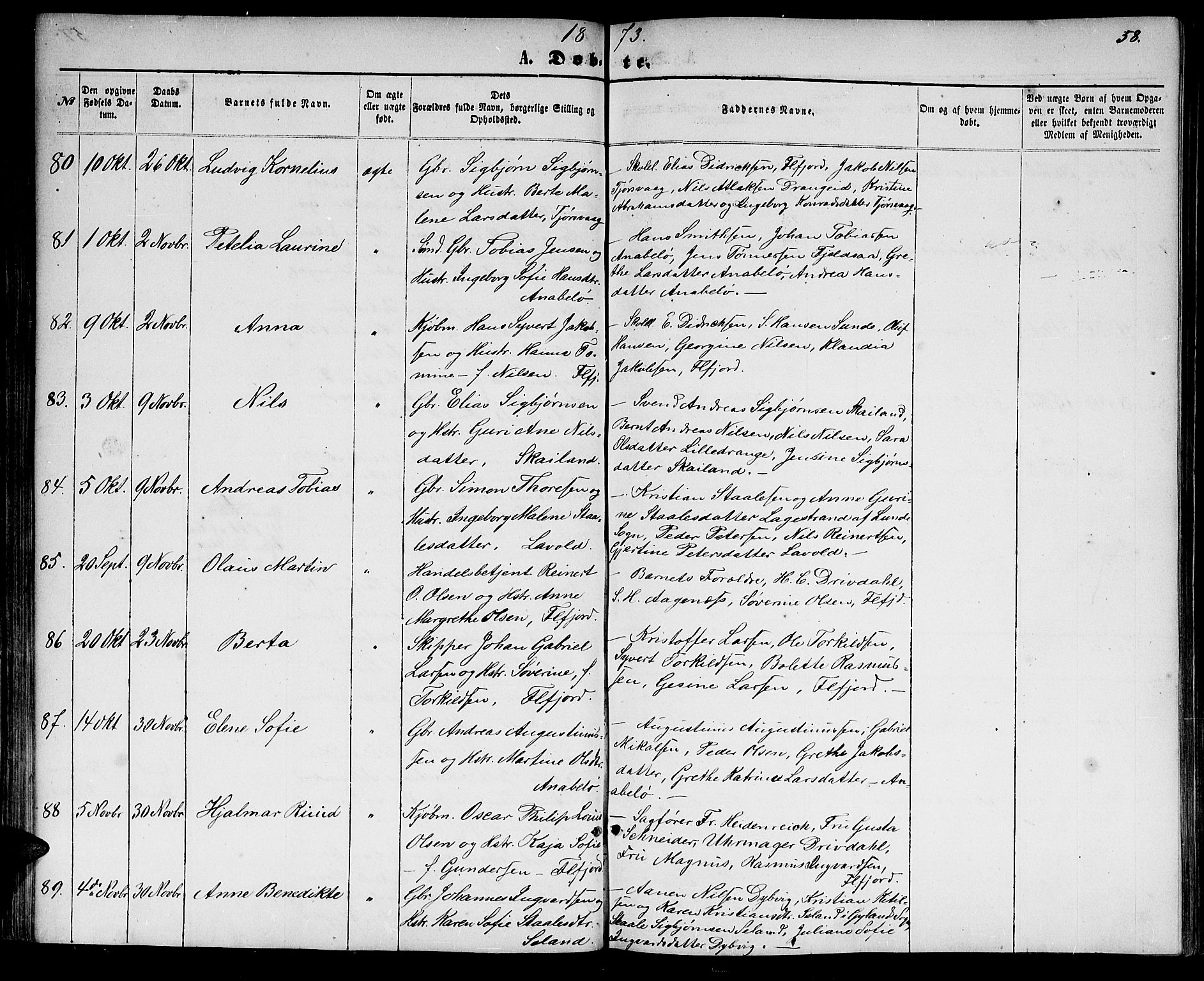 Flekkefjord sokneprestkontor, AV/SAK-1111-0012/F/Fb/Fbc/L0006: Parish register (copy) no. B 6, 1866-1879, p. 58
