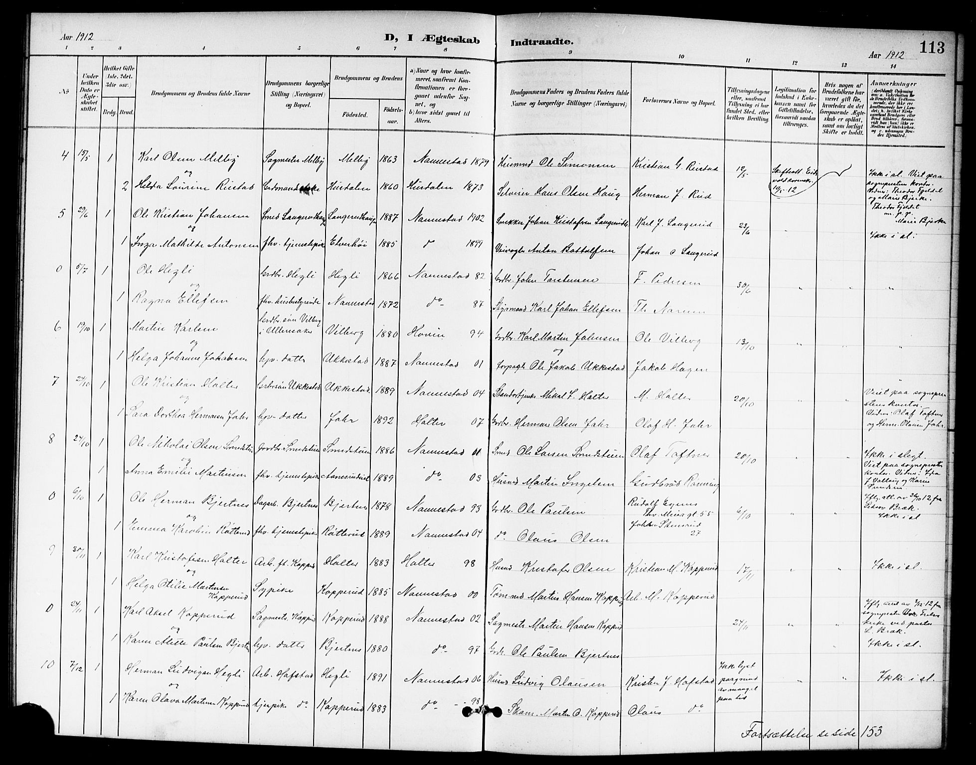 Nannestad prestekontor Kirkebøker, SAO/A-10414a/G/Ga/L0002: Parish register (copy) no. I 2, 1901-1913, p. 113