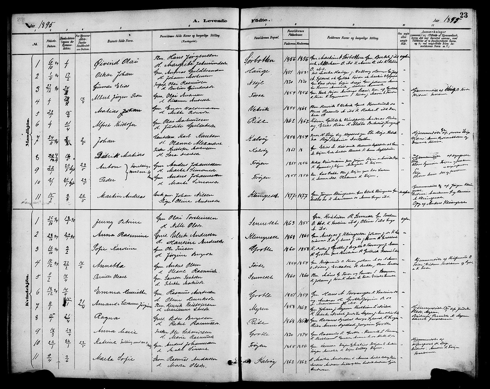 Bremanger sokneprestembete, AV/SAB-A-82201/H/Hab/Haba/L0003: Parish register (copy) no. A 3, 1890-1908, p. 23