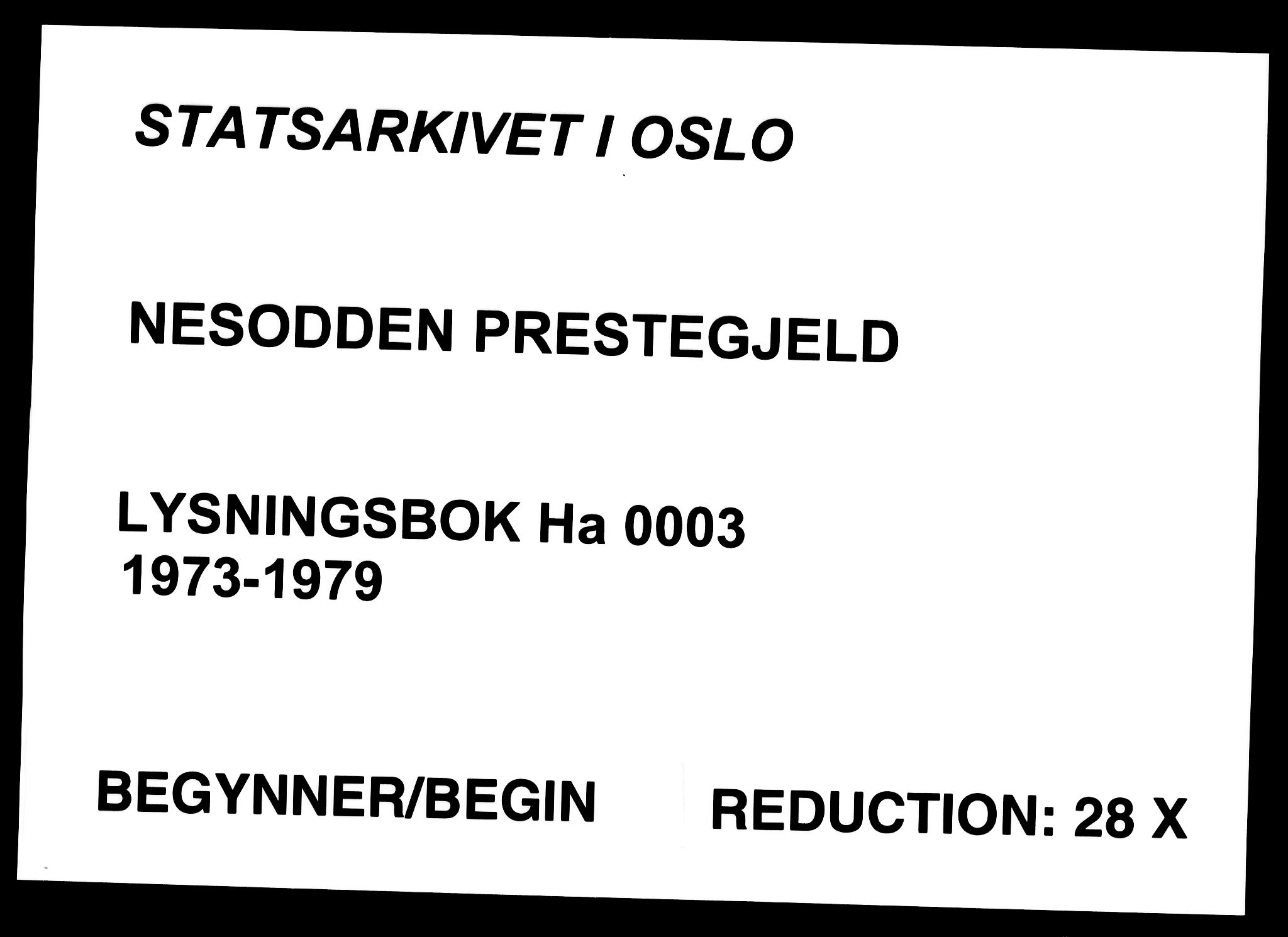 Nesodden prestekontor Kirkebøker, SAO/A-10013/H/Ha/L0003: Banns register no. 3, 1973-1979