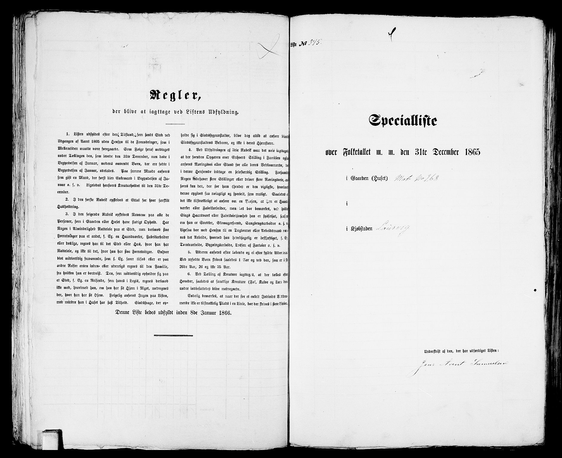 RA, 1865 census for Larvik, 1865, p. 713