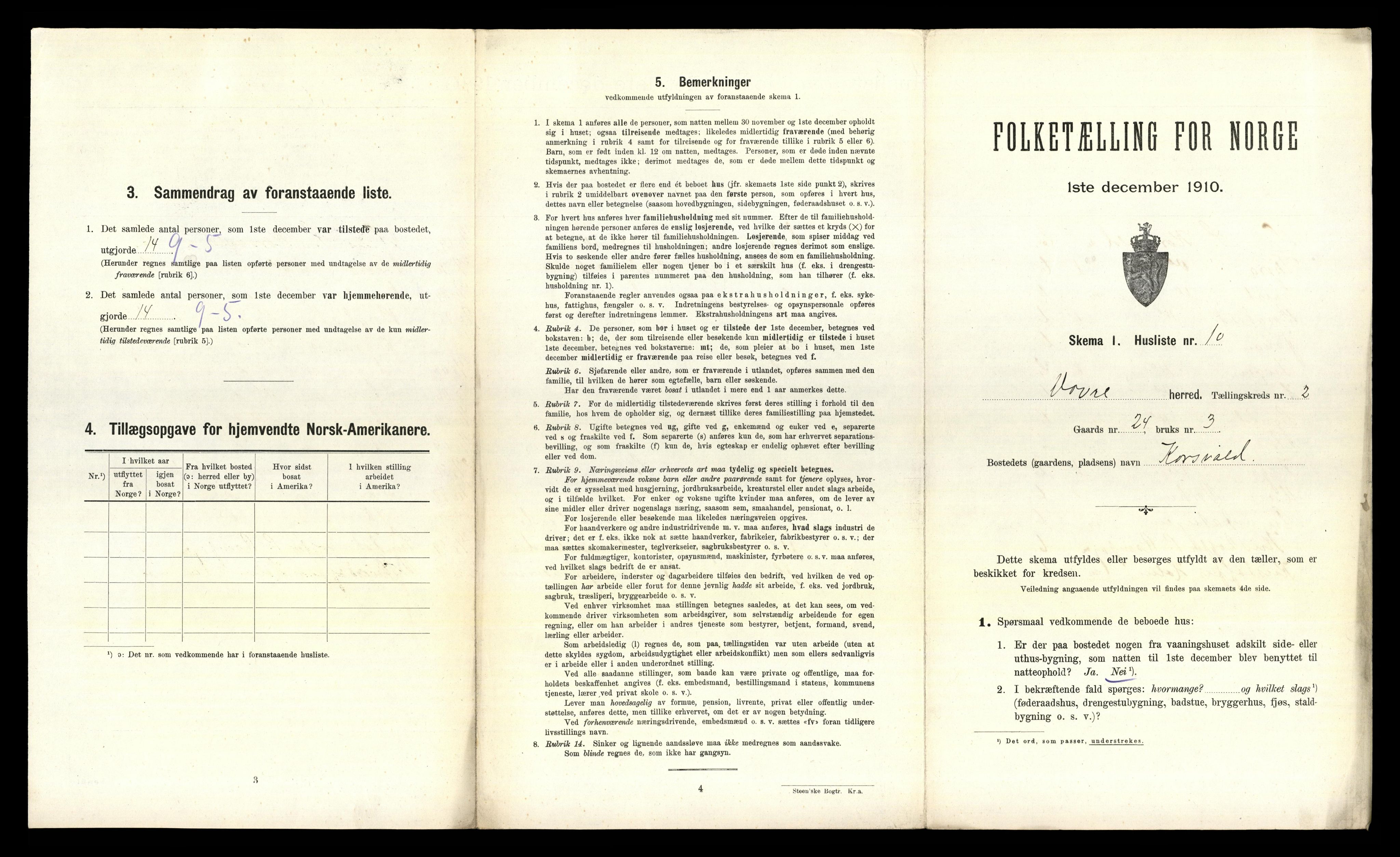 RA, 1910 census for Dovre, 1910, p. 217