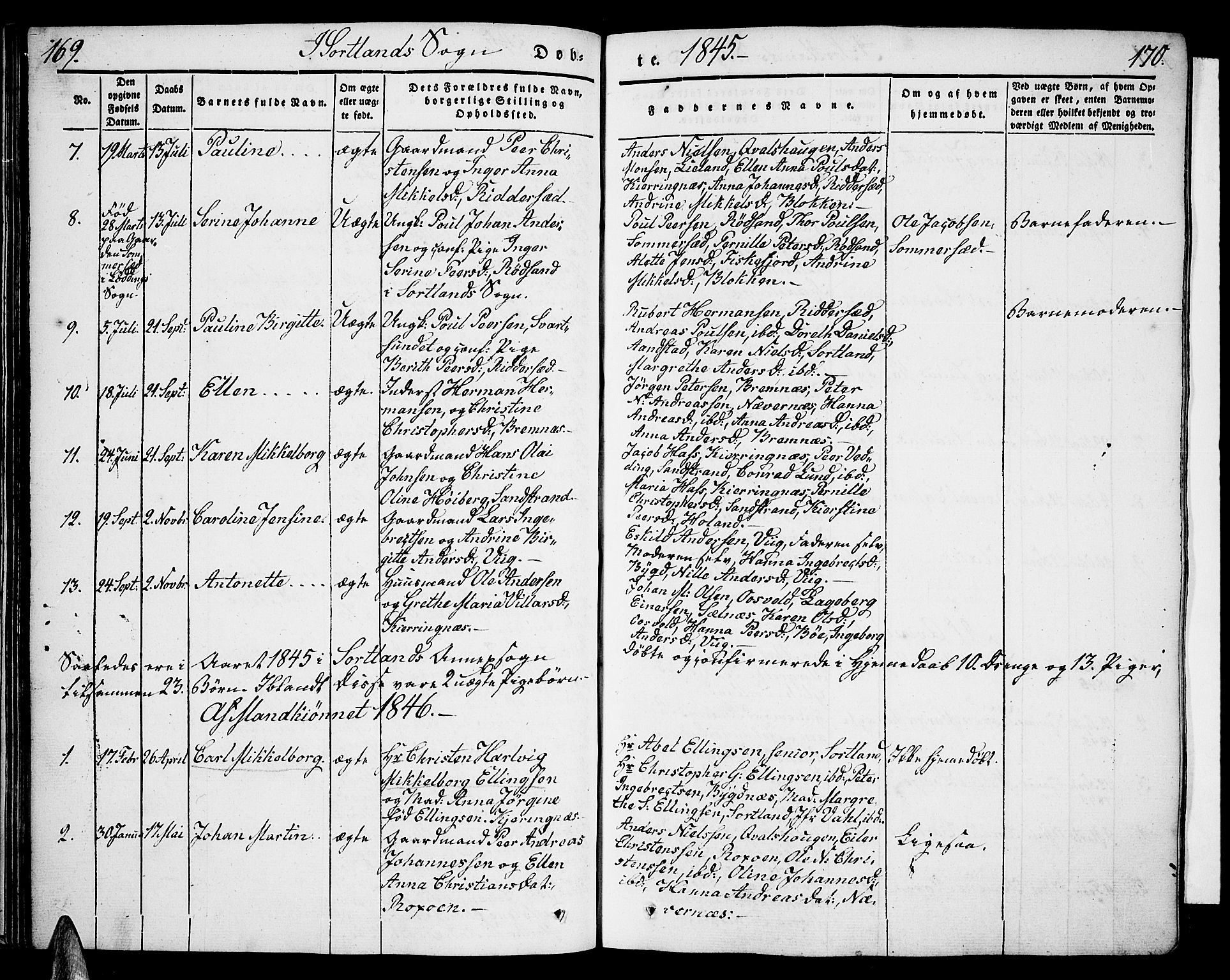 Ministerialprotokoller, klokkerbøker og fødselsregistre - Nordland, AV/SAT-A-1459/888/L1239: Parish register (official) no. 888A06 /2, 1837-1848, p. 169-170