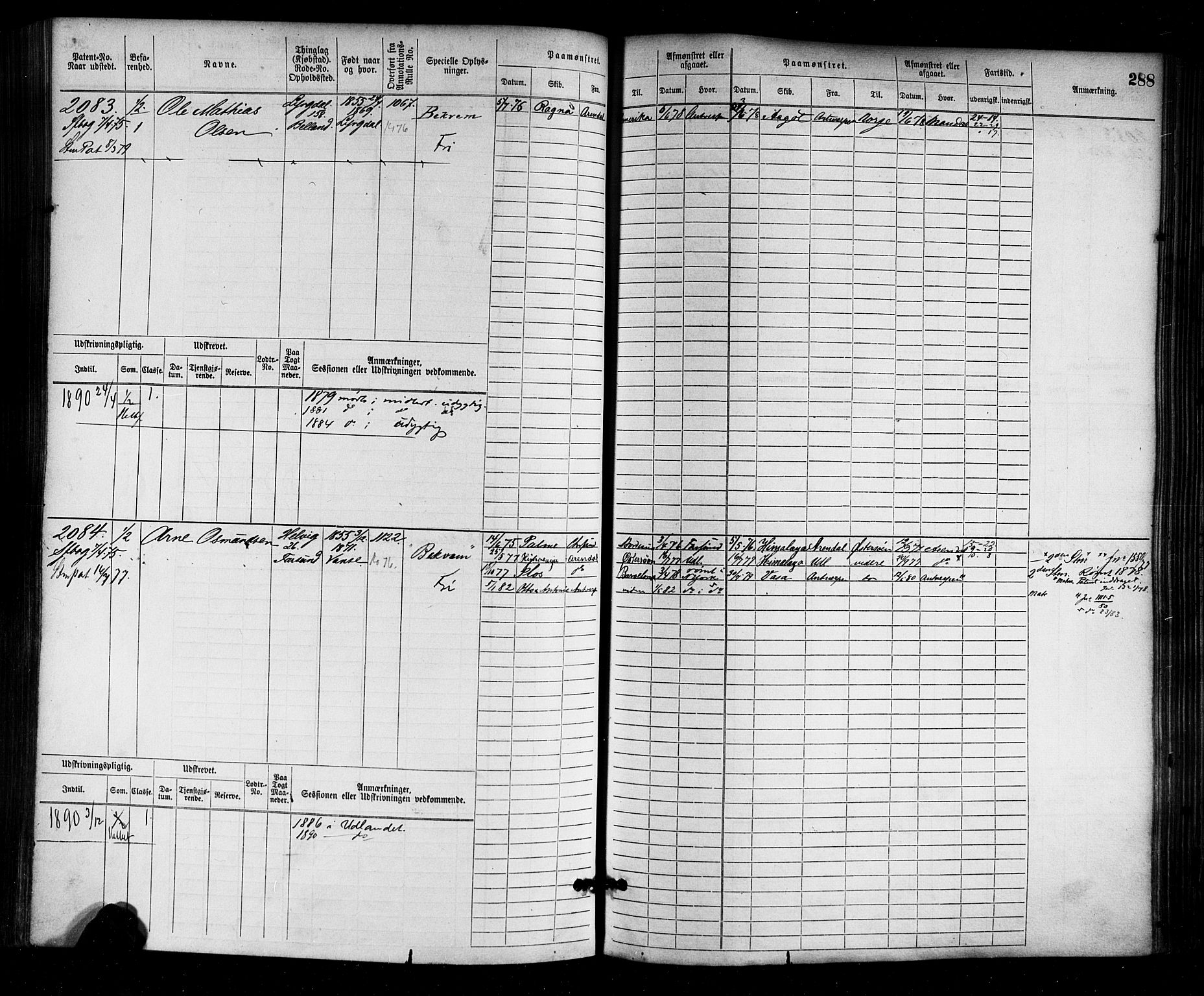 Farsund mønstringskrets, AV/SAK-2031-0017/F/Fb/L0003: Hovedrulle nr 1509-2274, M-6, 1868-1915, p. 294