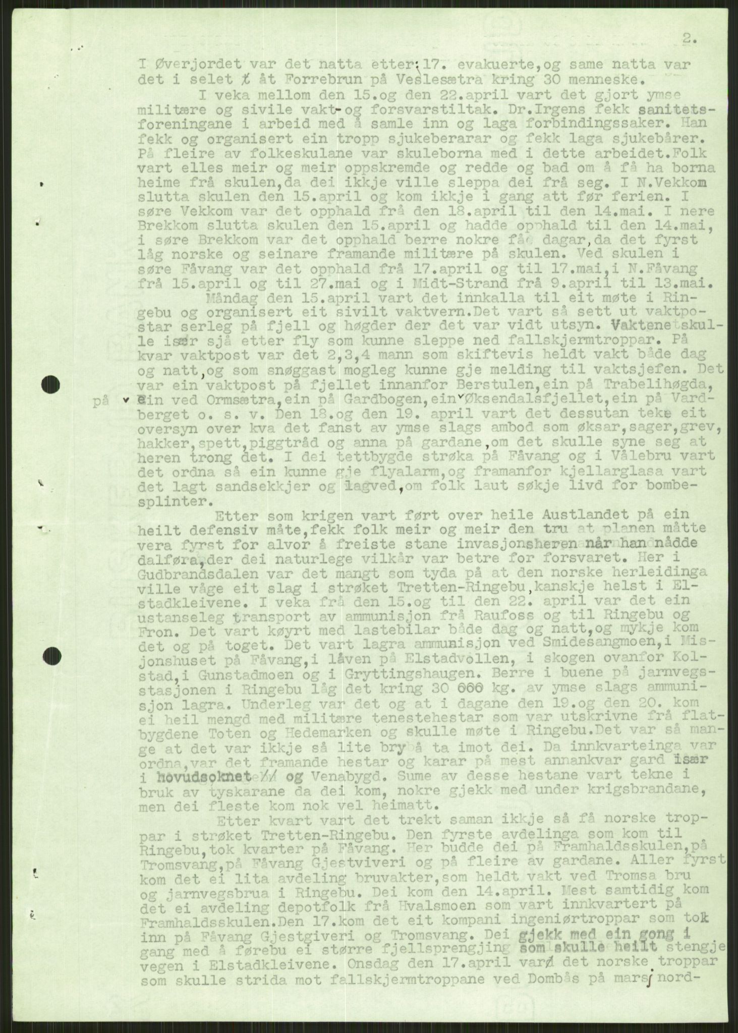 Forsvaret, Forsvarets krigshistoriske avdeling, AV/RA-RAFA-2017/Y/Ya/L0014: II-C-11-31 - Fylkesmenn.  Rapporter om krigsbegivenhetene 1940., 1940, p. 77