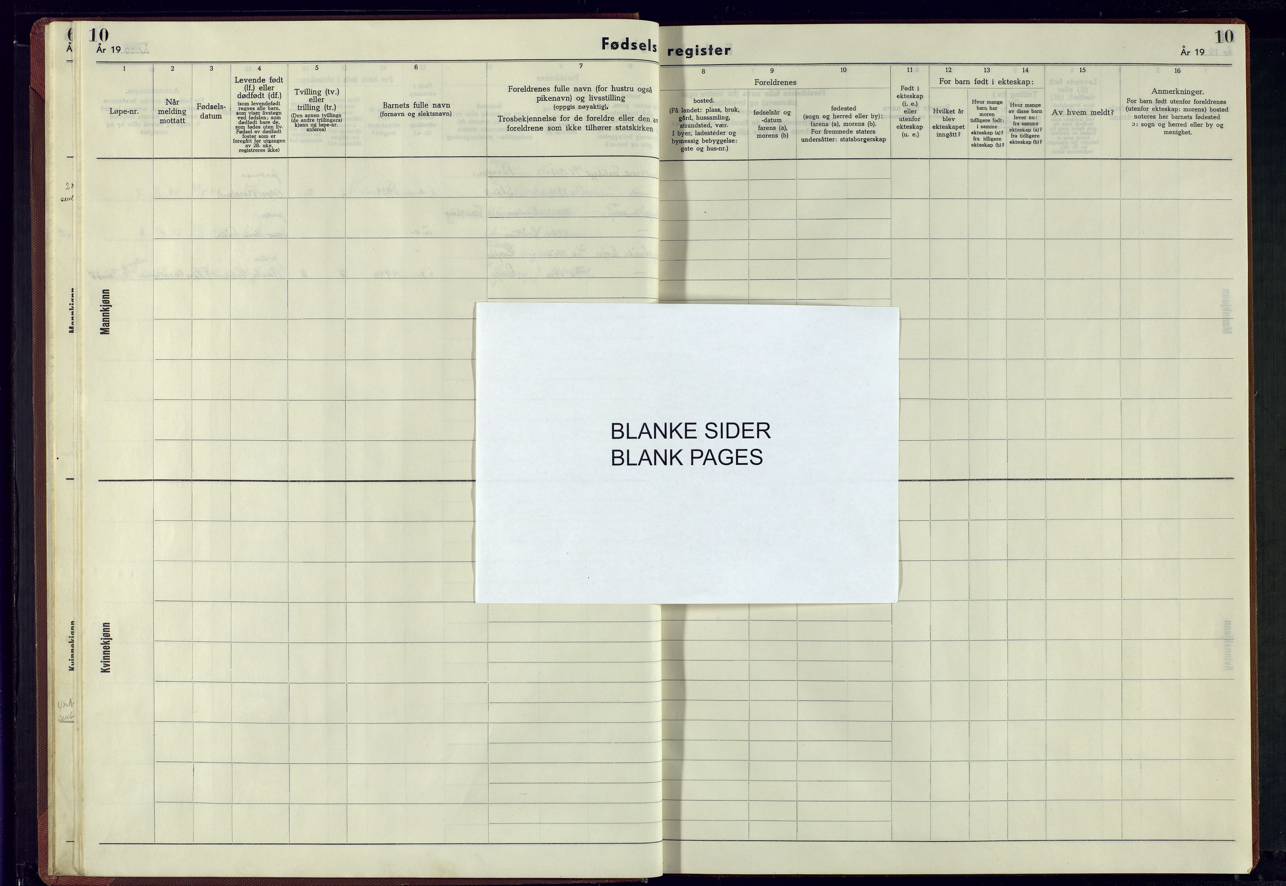 Evje sokneprestkontor, AV/SAK-1111-0008/J/Je/L0001: Birth register no. II.6.1, 1942-1945, p. 10