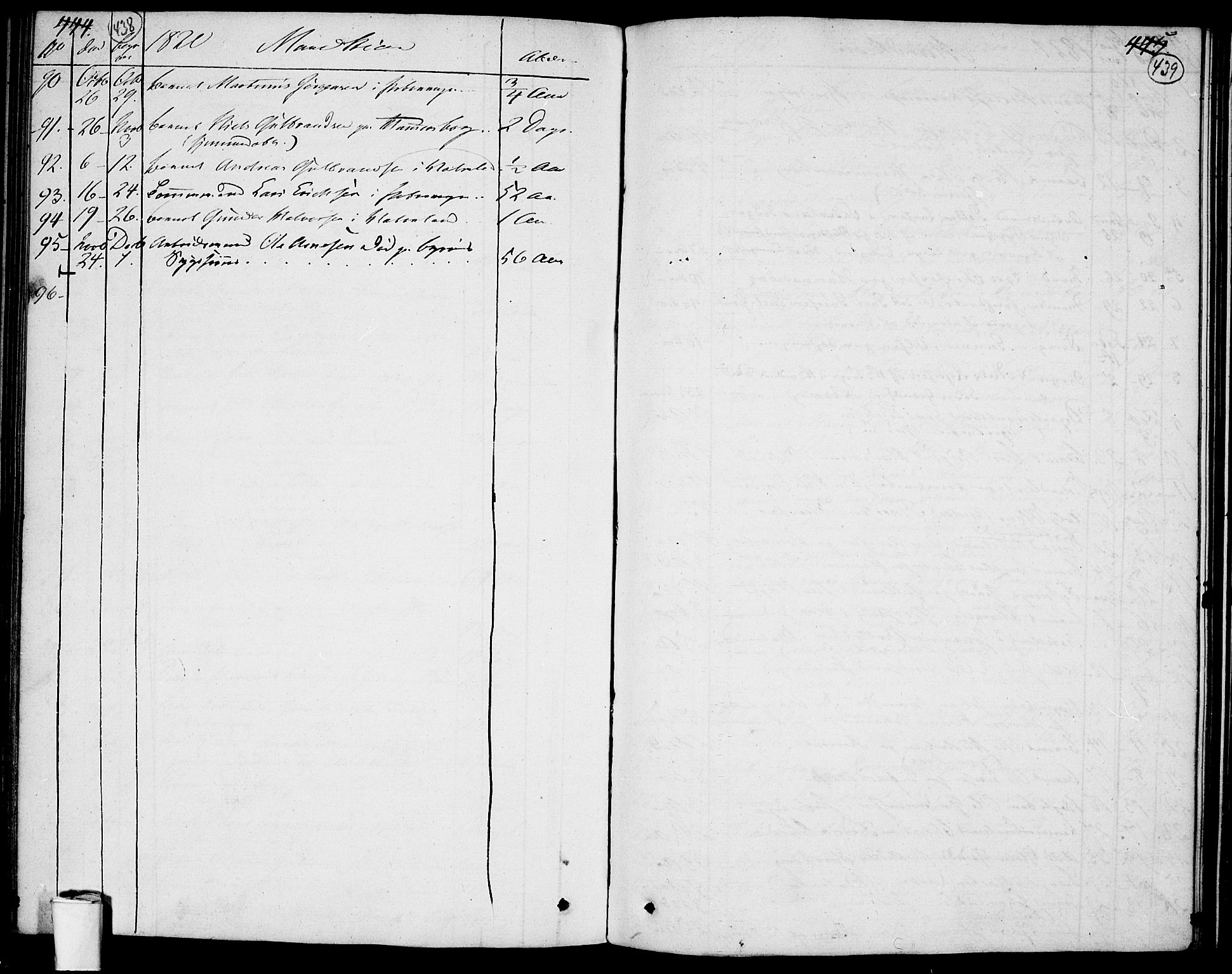 Garnisonsmenigheten Kirkebøker, AV/SAO-A-10846/F/Fa/L0004: Parish register (official) no. 4, 1820-1828, p. 438-439