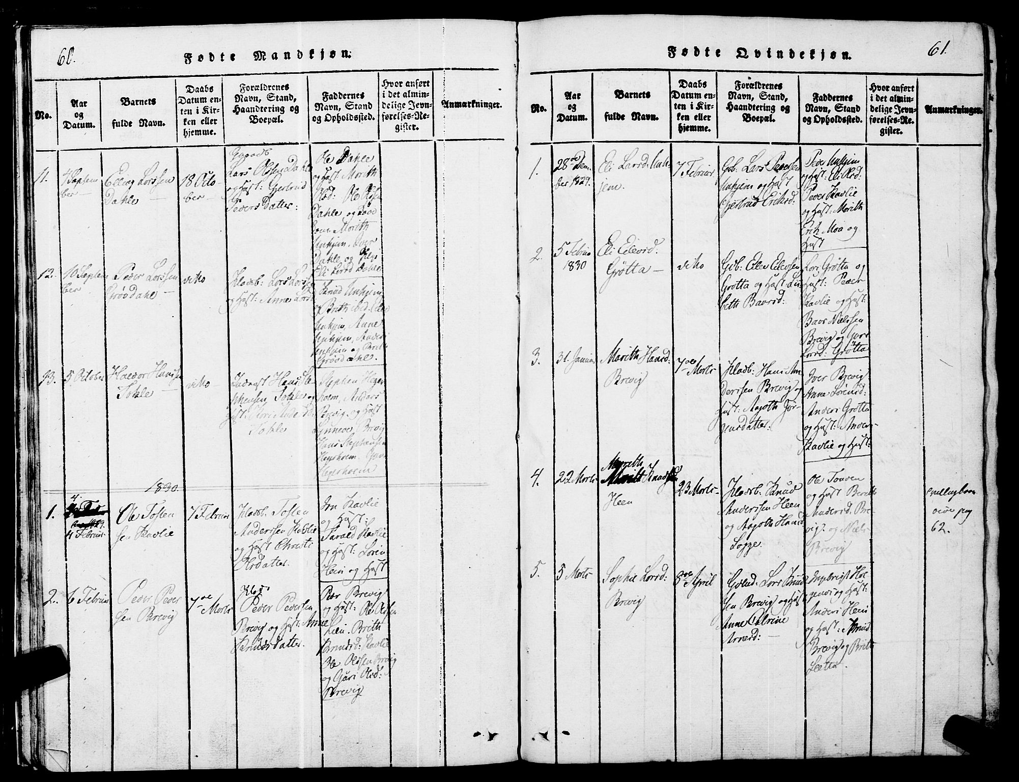 Ministerialprotokoller, klokkerbøker og fødselsregistre - Møre og Romsdal, SAT/A-1454/545/L0585: Parish register (official) no. 545A01, 1818-1853, p. 60-61