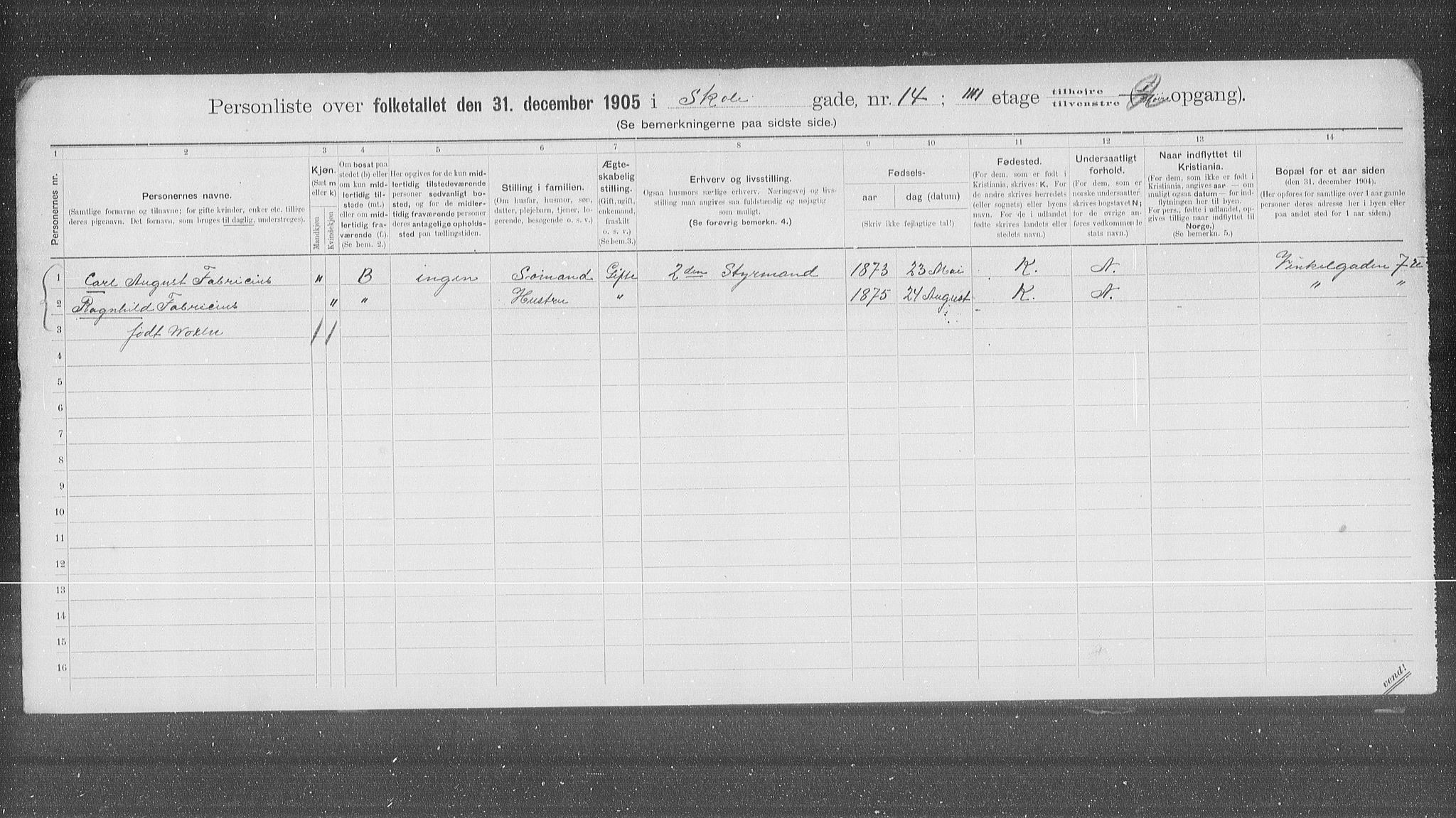 OBA, Municipal Census 1905 for Kristiania, 1905, p. 49987