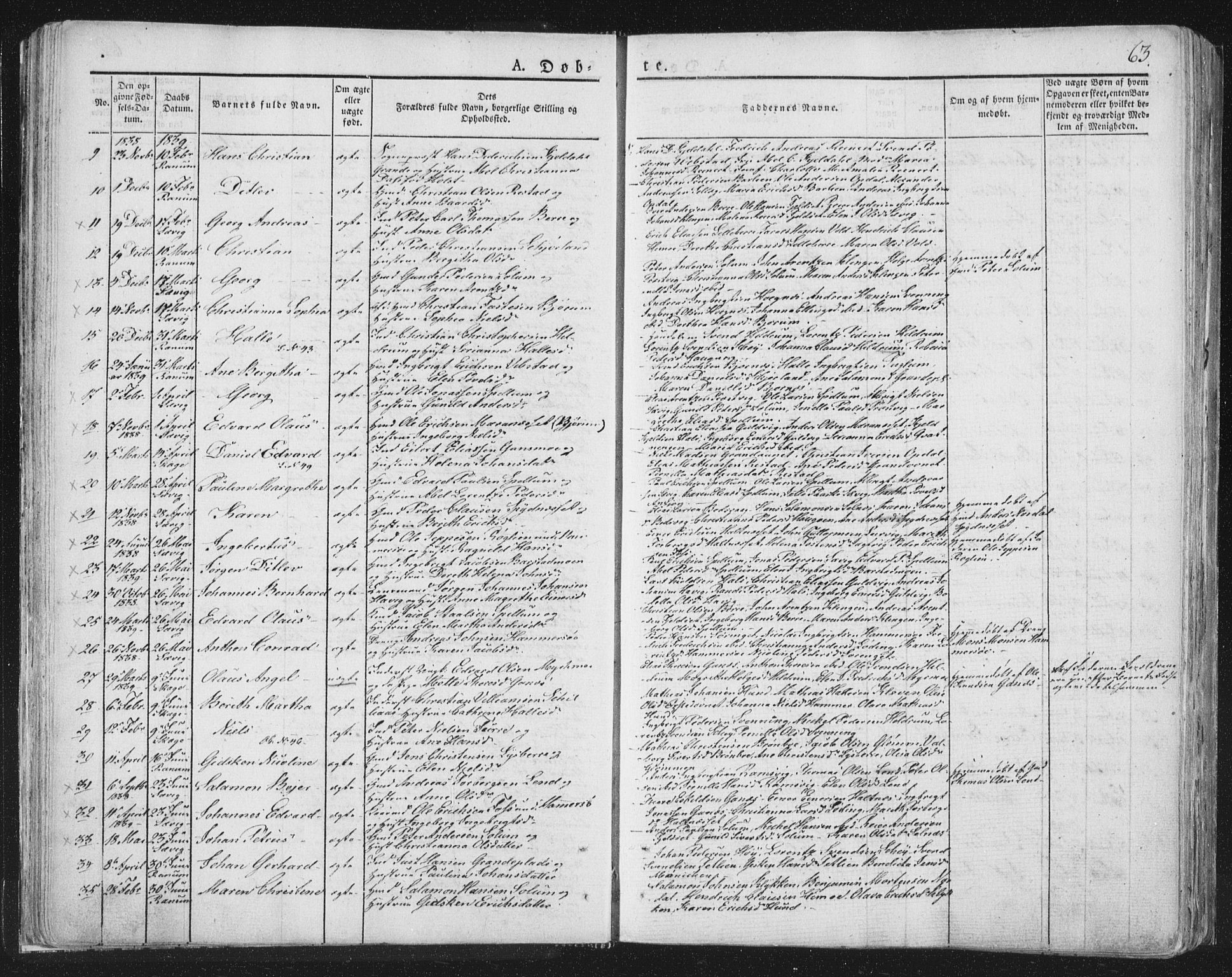 Ministerialprotokoller, klokkerbøker og fødselsregistre - Nord-Trøndelag, SAT/A-1458/764/L0551: Parish register (official) no. 764A07a, 1824-1864, p. 63