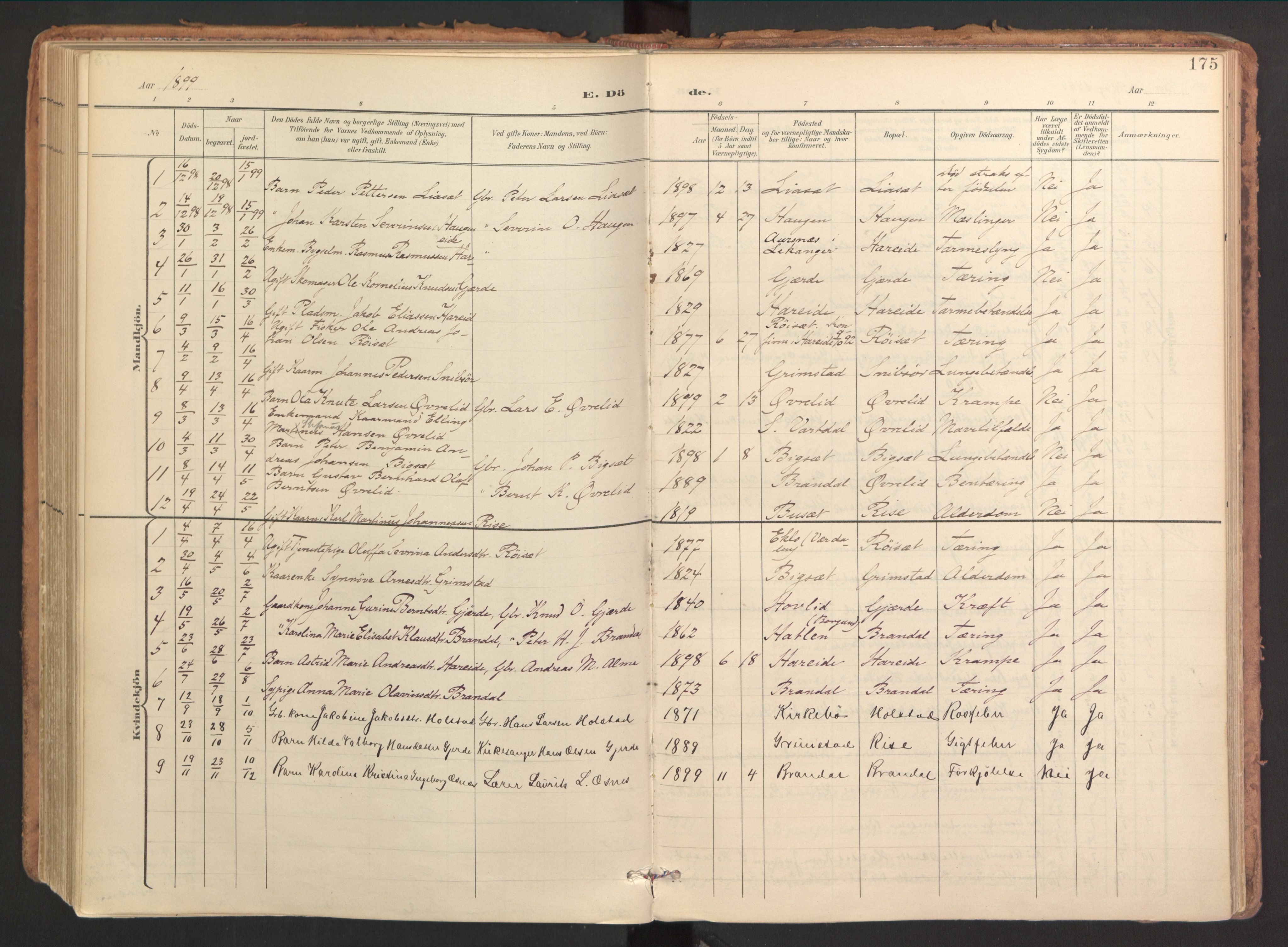Ministerialprotokoller, klokkerbøker og fødselsregistre - Møre og Romsdal, SAT/A-1454/510/L0123: Parish register (official) no. 510A03, 1898-1922, p. 175