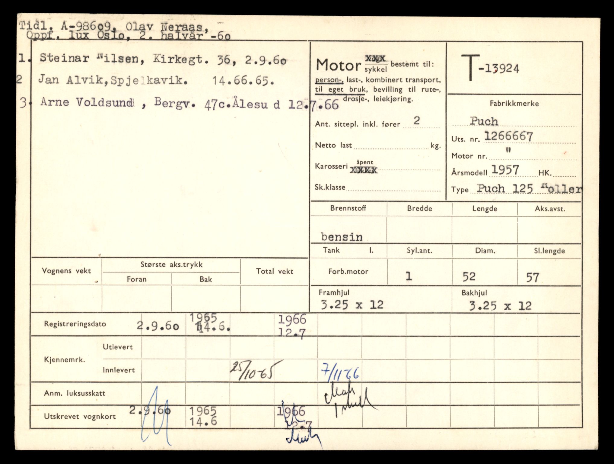 Møre og Romsdal vegkontor - Ålesund trafikkstasjon, AV/SAT-A-4099/F/Fe/L0042: Registreringskort for kjøretøy T 13906 - T 14079, 1927-1998, p. 274