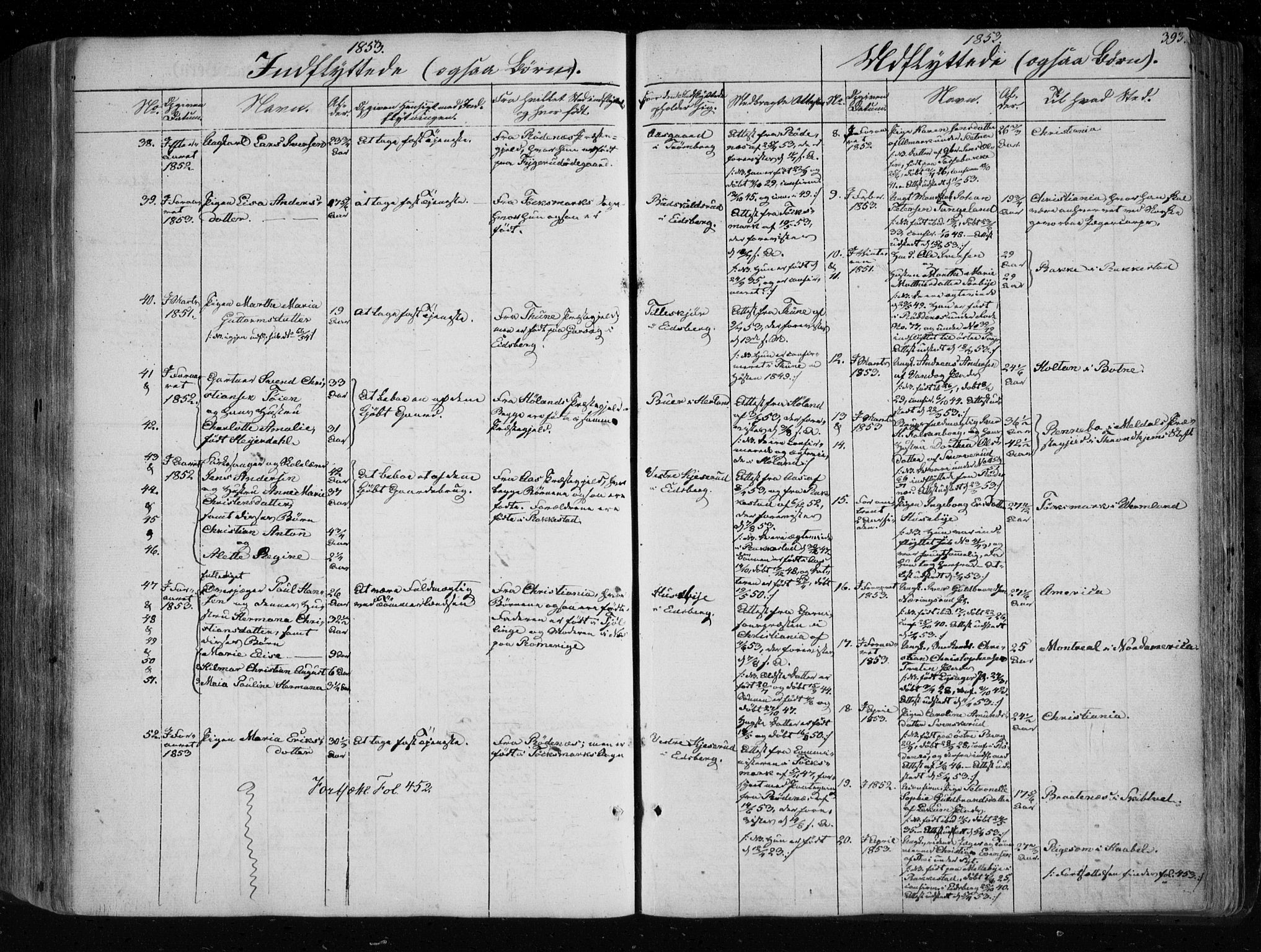 Eidsberg prestekontor Kirkebøker, SAO/A-10905/F/Fa/L0009: Parish register (official) no. I 9, 1849-1856, p. 393